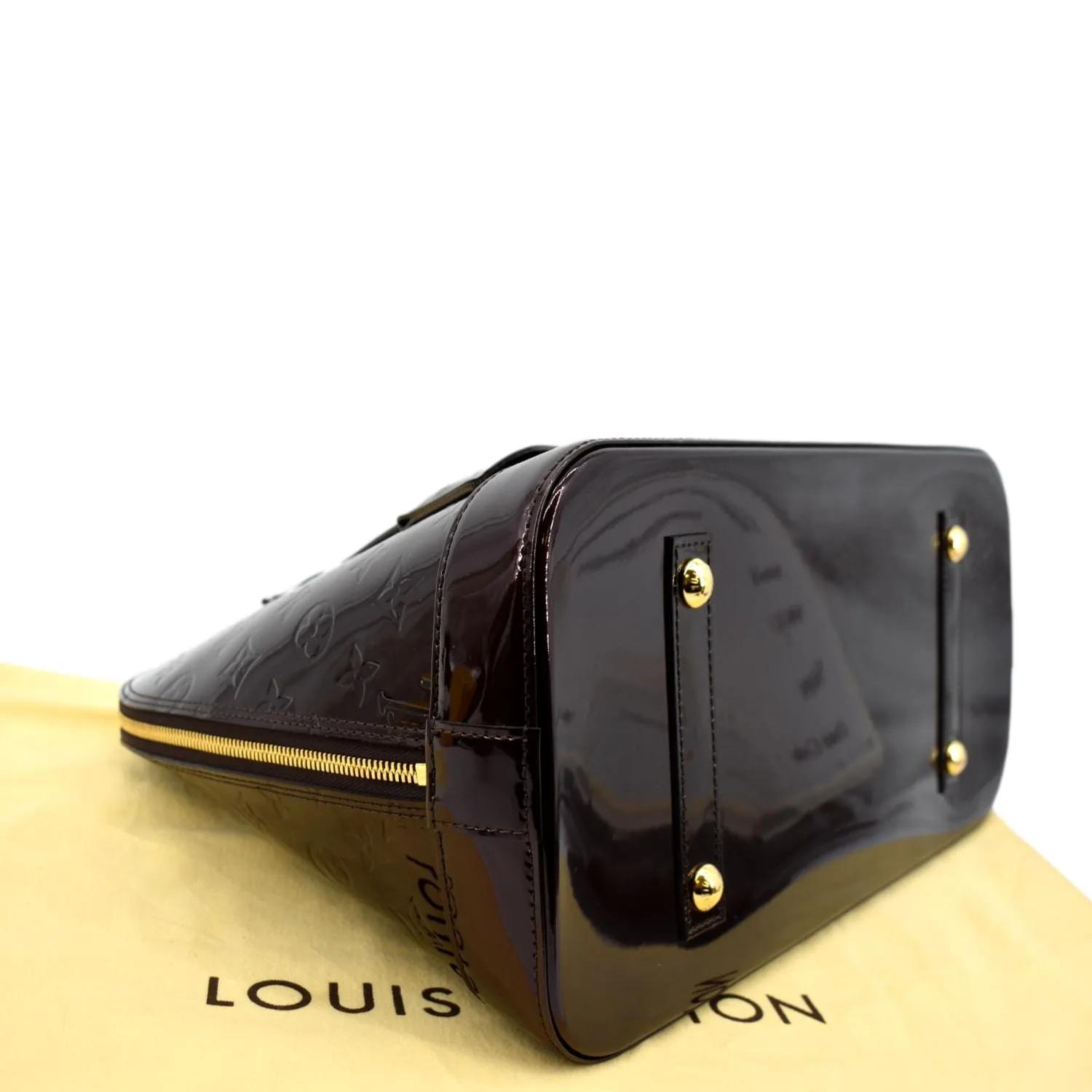 LOUIS VUITTON Alma GM Monogram Vernis Leather Satchel Bag Amarante