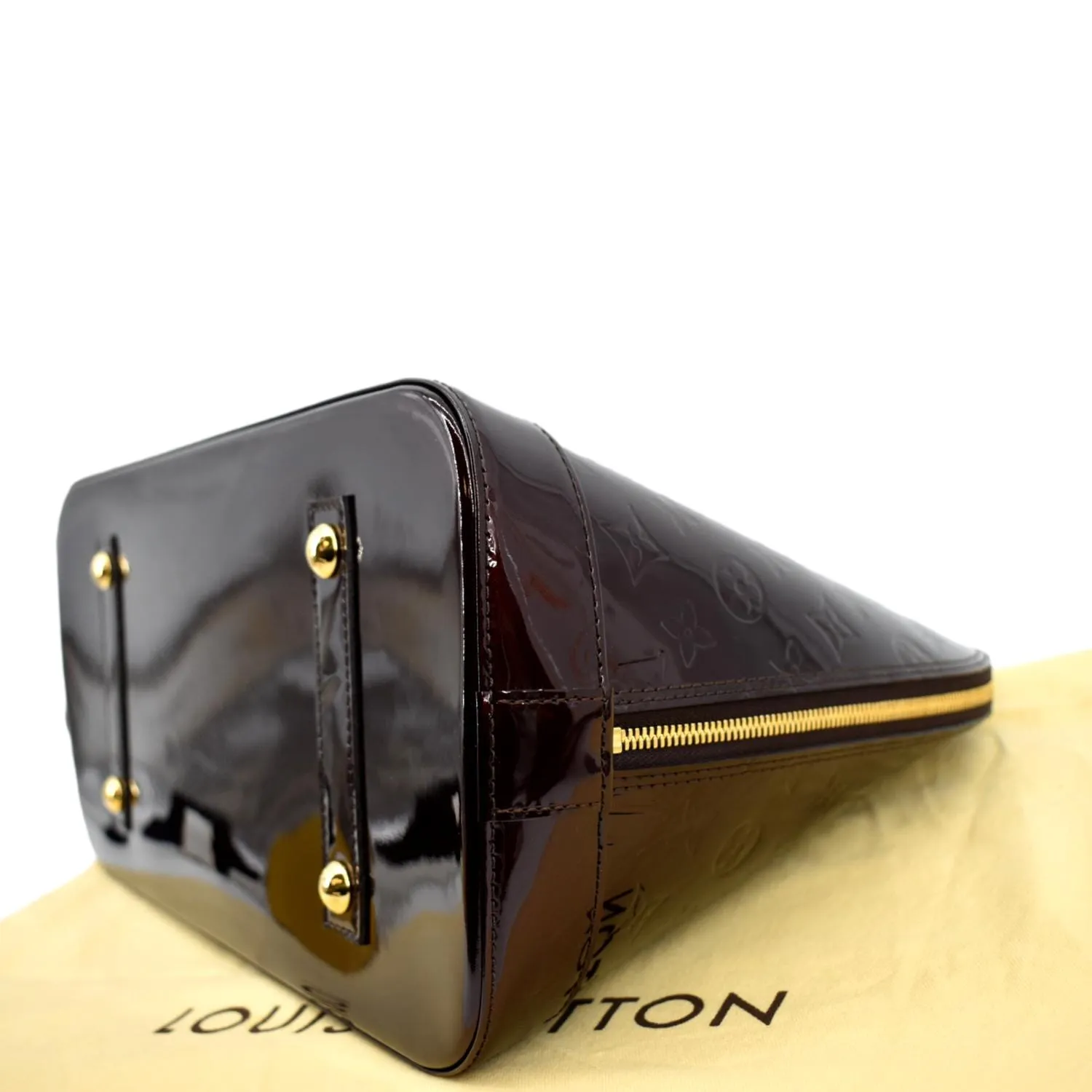 LOUIS VUITTON Alma GM Monogram Vernis Leather Satchel Bag Amarante