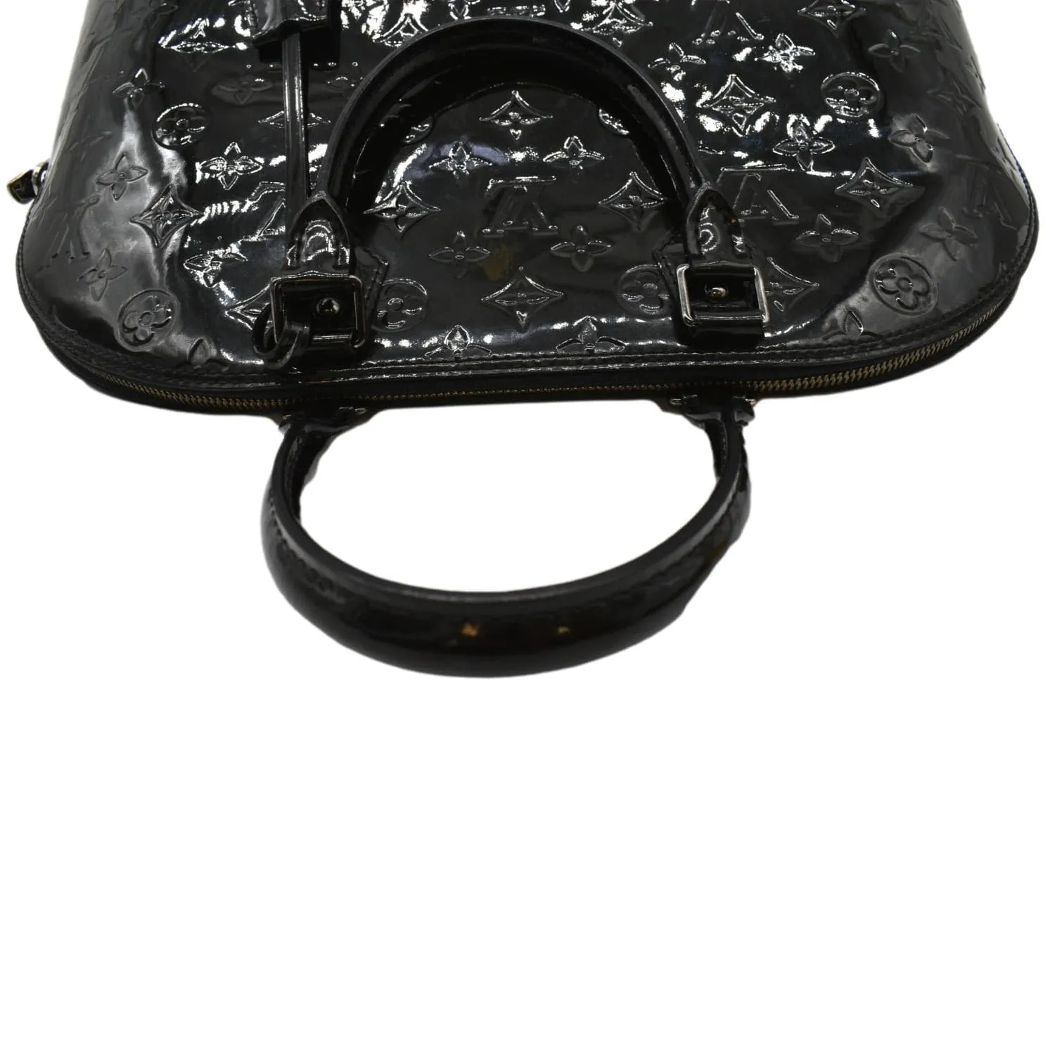 LOUIS VUITTON Alma GM Monogram Vernis Leather Satchel Bag Black