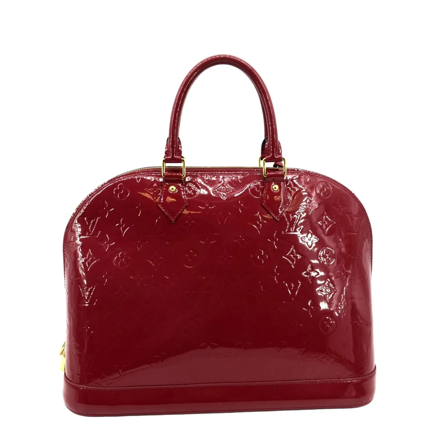 LOUIS VUITTON Alma GM Monogram Vernis Leather Satchel Bag Red