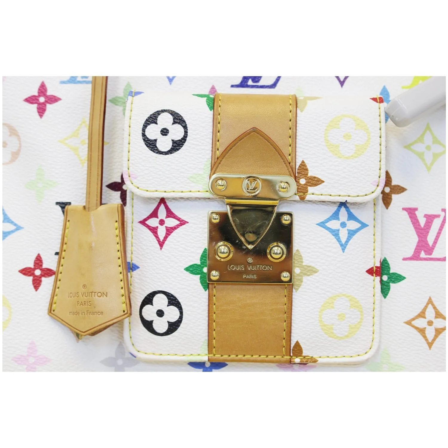 LOUIS VUITTON Alma GM Multicolor White Satchel Handbag