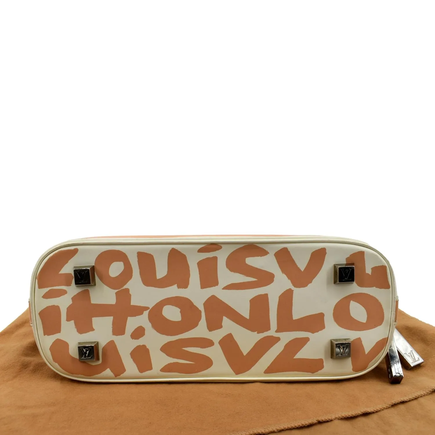 Louis Vuitton Alma Graffiti Leather Satchel Bag White