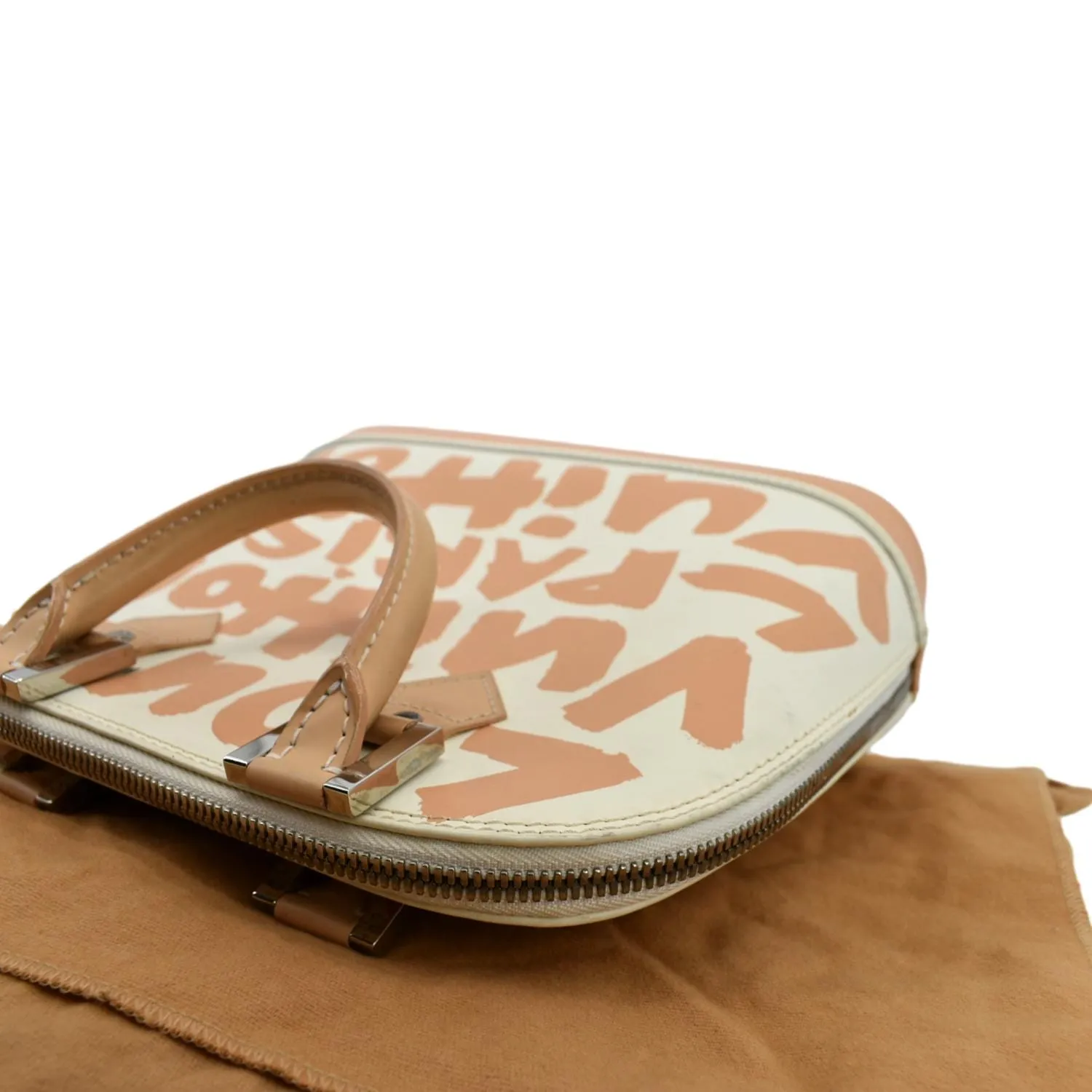 Louis Vuitton Alma Graffiti Leather Satchel Bag White