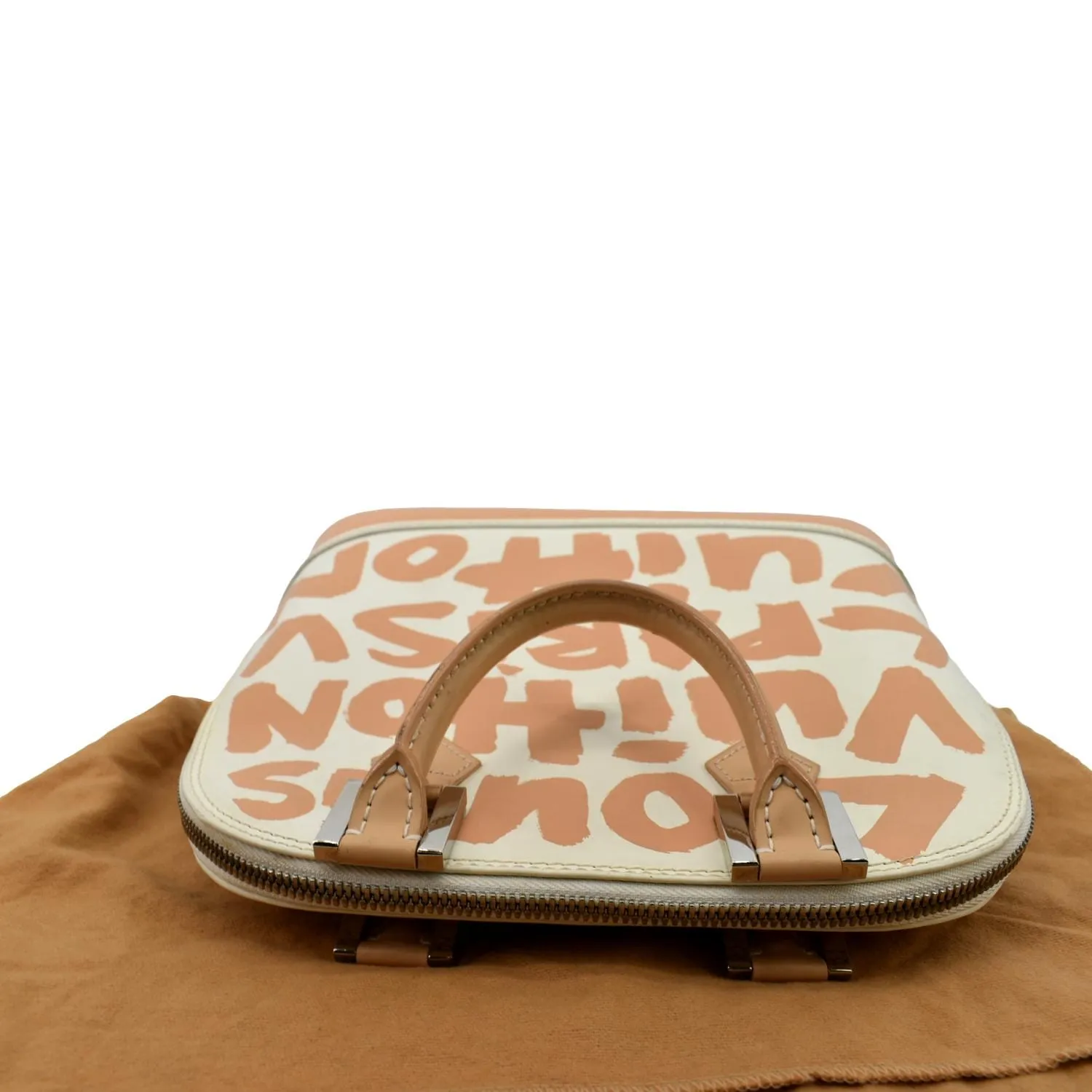 Louis Vuitton Alma Graffiti Leather Satchel Bag White