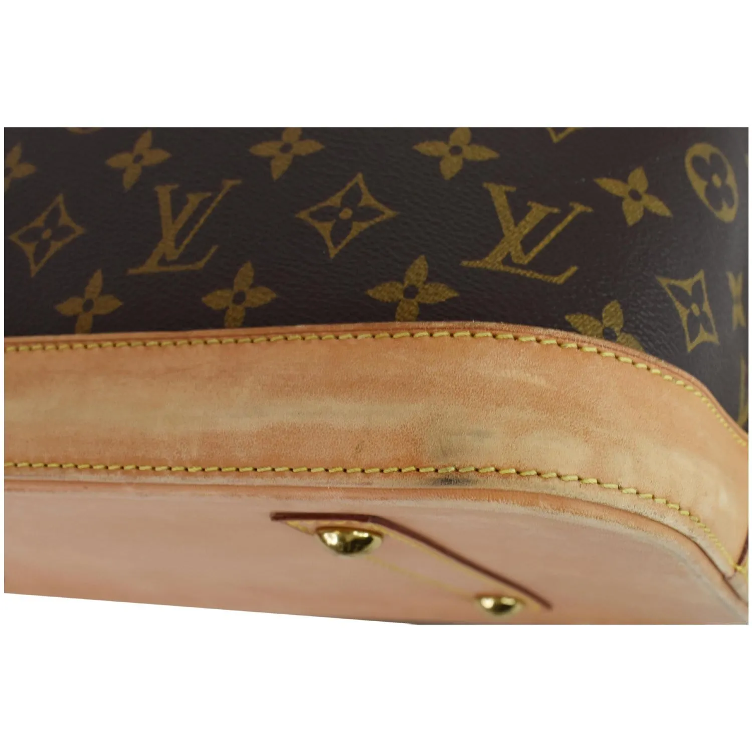 LOUIS VUITTON Alma Large Monogram Canvas Satchel Bag Brown