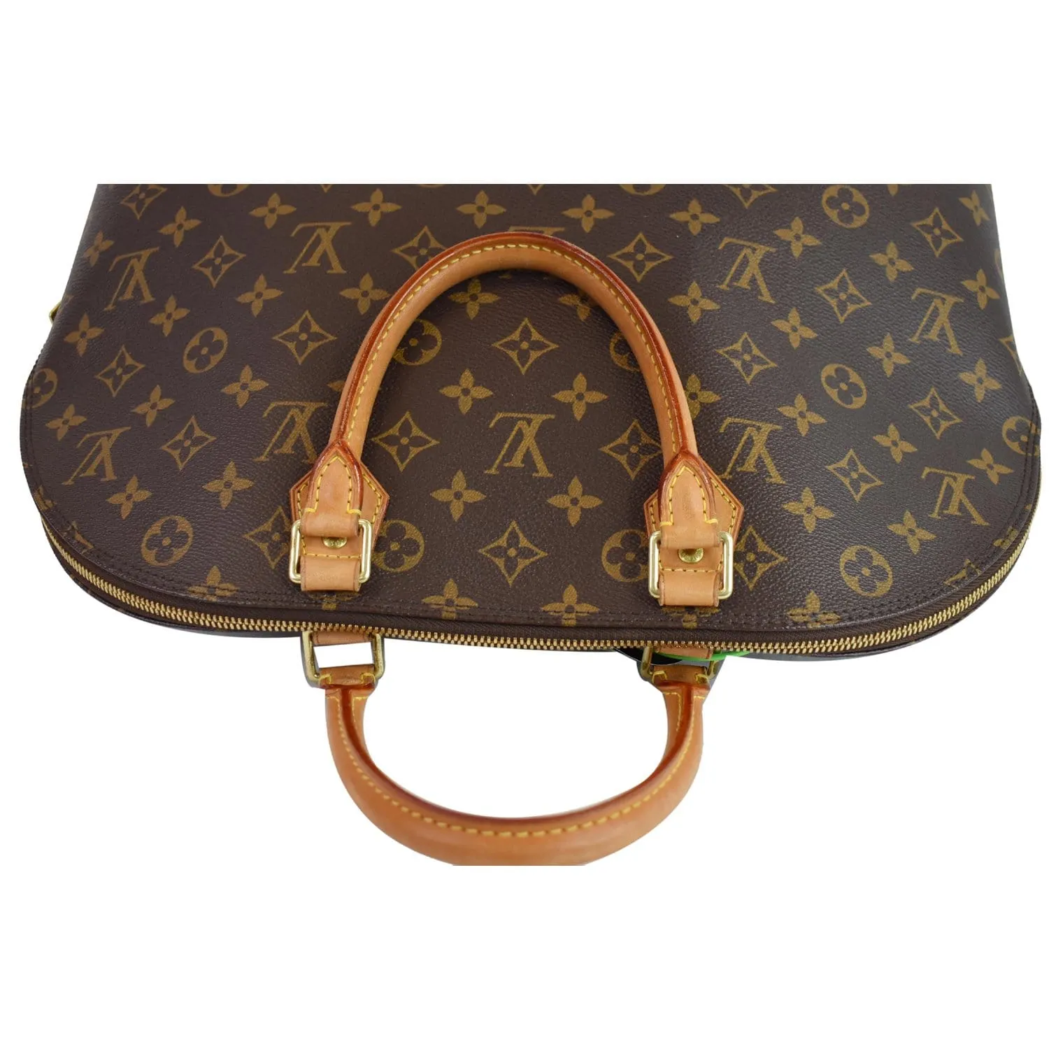LOUIS VUITTON Alma Large Monogram Canvas Satchel Bag Brown