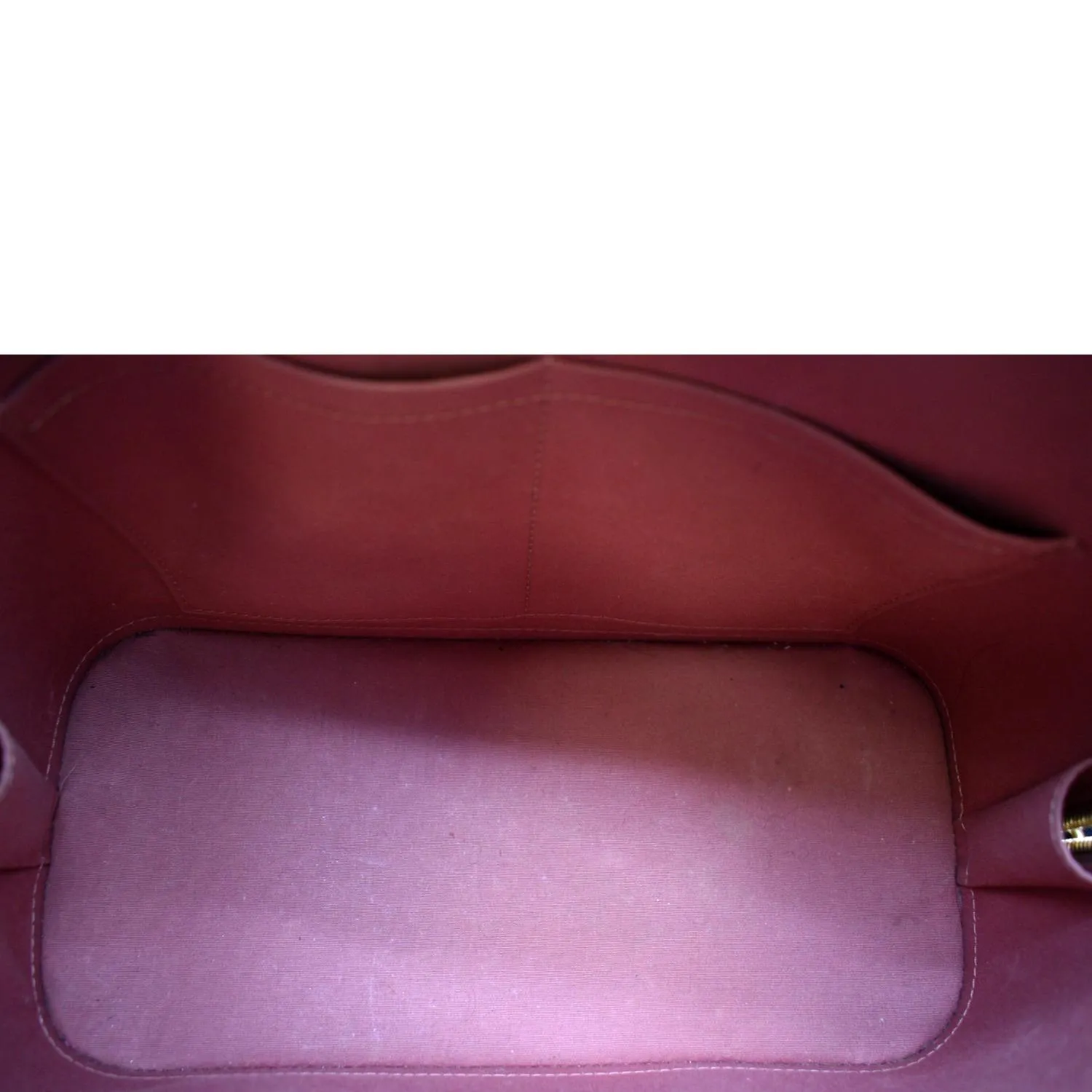 LOUIS VUITTON Alma MM Monogram Vernis Leather Satchel Bag Tan