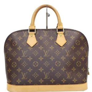 LOUIS VUITTON Alma Monogram Canvas Satchel Bag Brown - 20% OFF