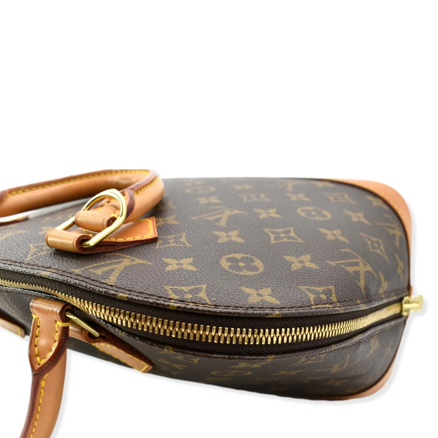 LOUIS VUITTON Alma Monogram Canvas Satchel Bag Brown