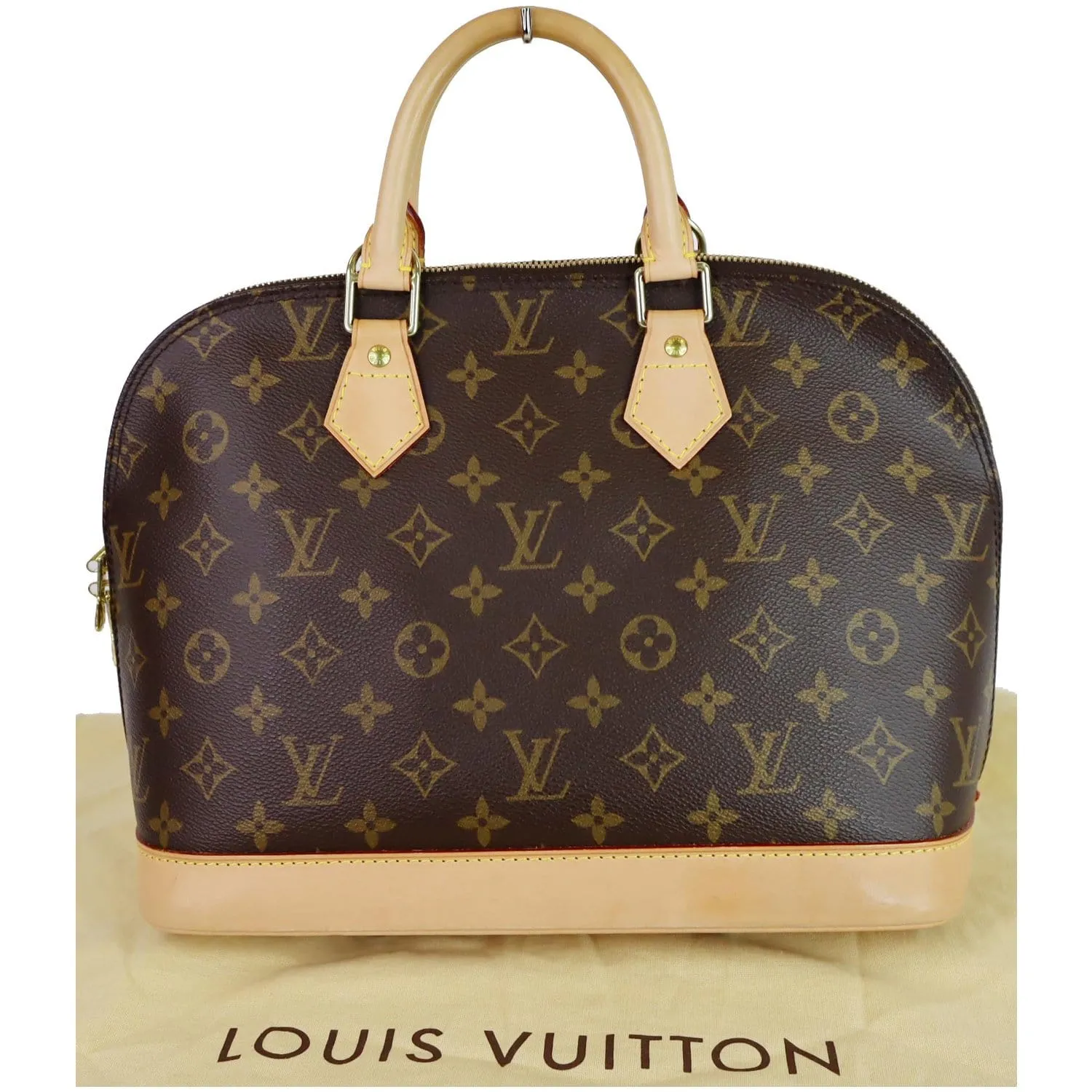 LOUIS VUITTON Alma Monogram Canvas Satchel Bag Brown