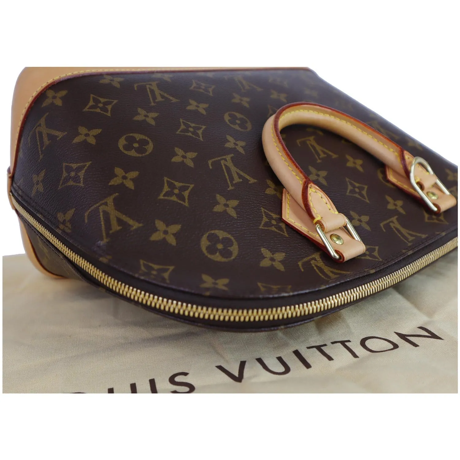 LOUIS VUITTON Alma Monogram Canvas Satchel Bag Brown