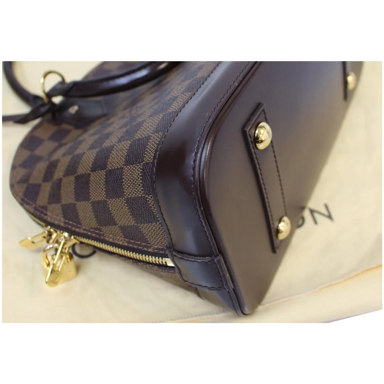 LOUIS VUITTON Alma PM Damier Ebene Satchel Bag Brown