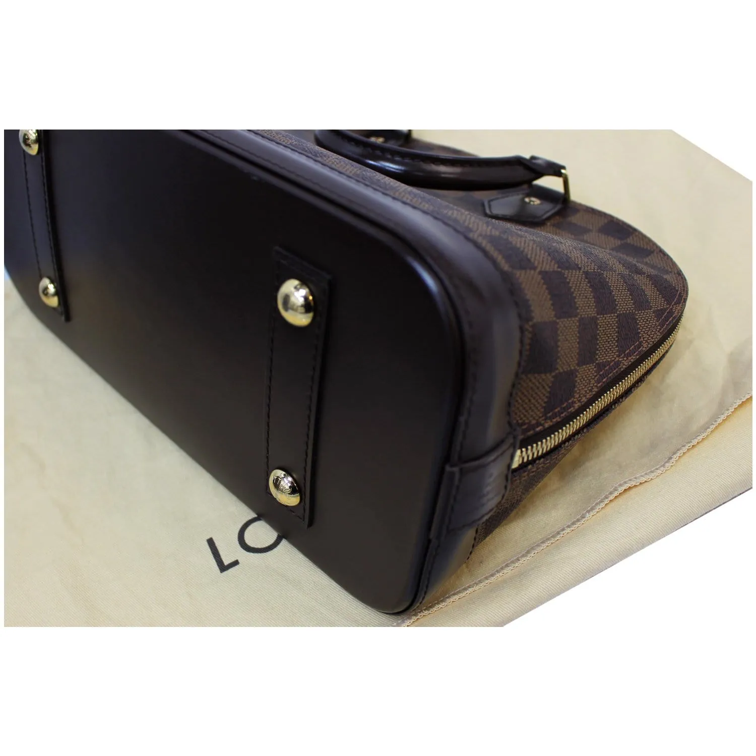 LOUIS VUITTON Alma PM Damier Ebene Satchel Bag Brown