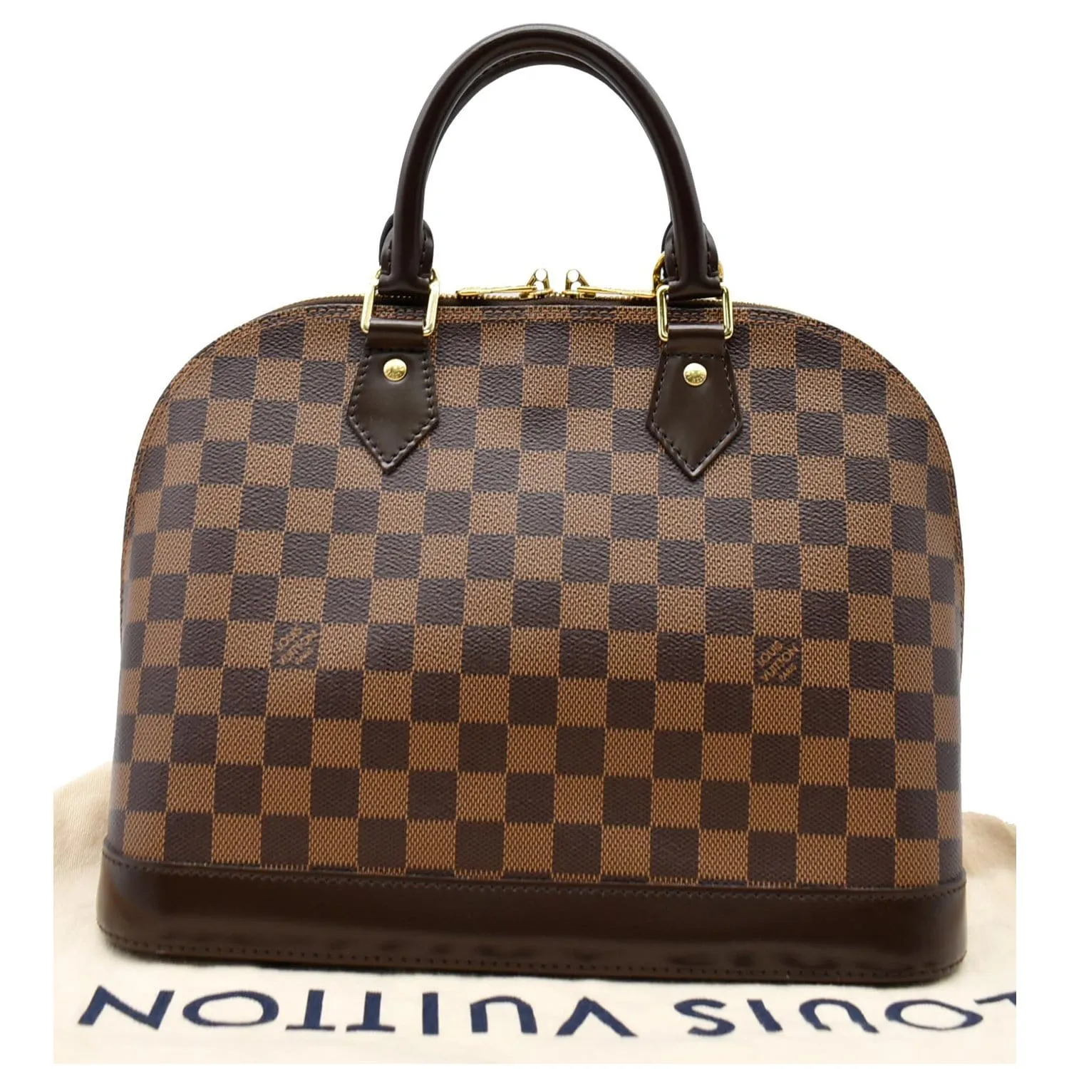 LOUIS VUITTON Alma PM Damier Ebene Satchel Bag Brown
