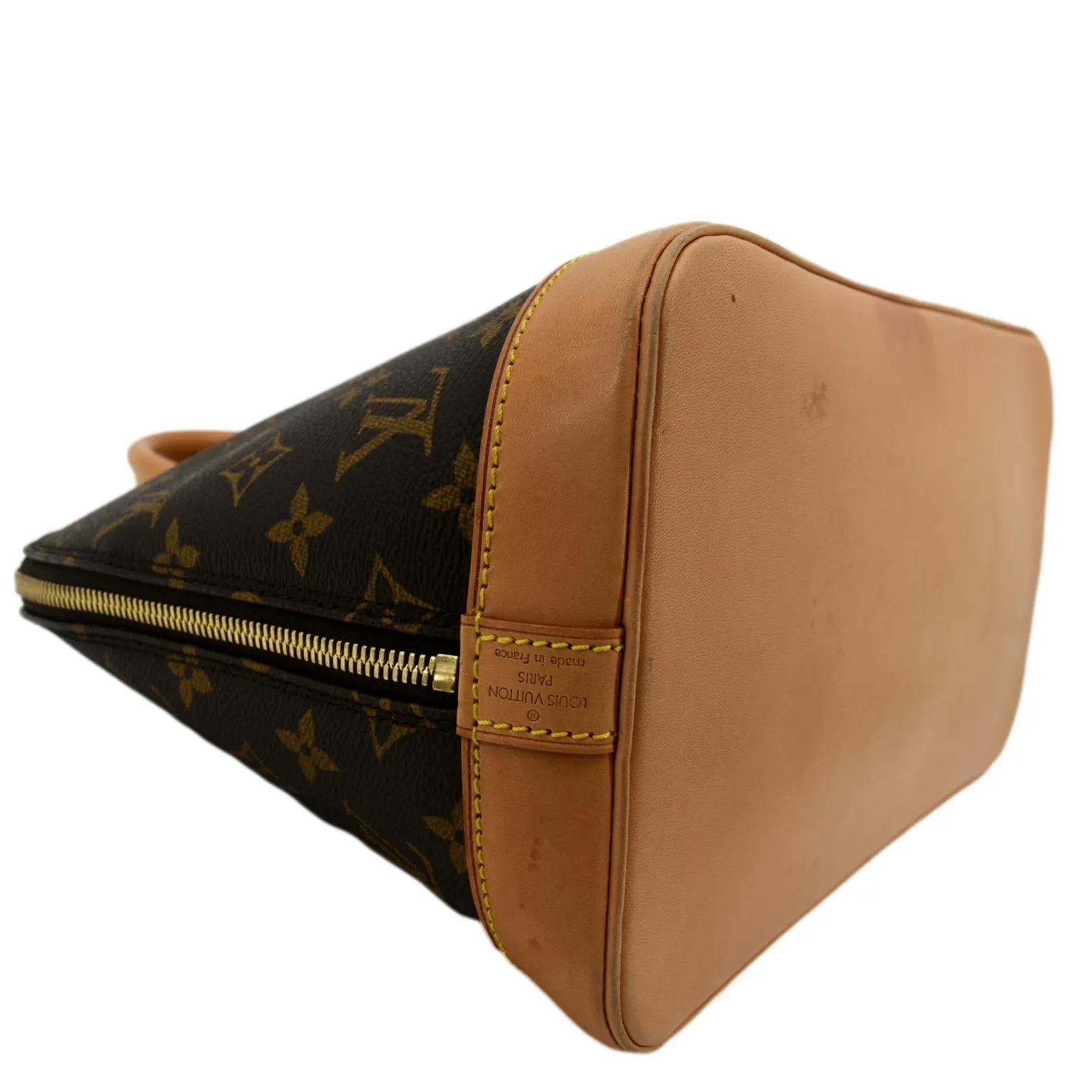 LOUIS VUITTON Alma PM Monogram Canvas Satchel Bag Brown
