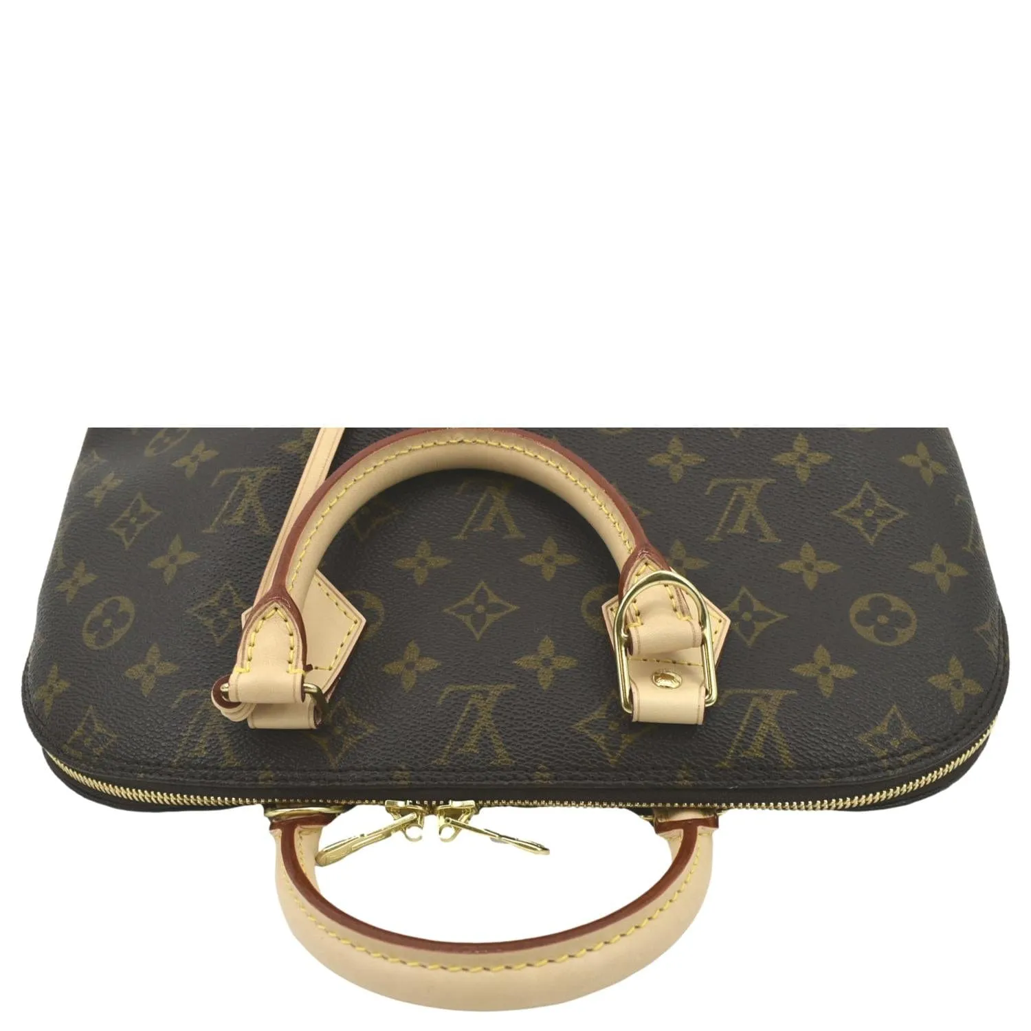 LOUIS VUITTON Alma PM Monogram Canvas Satchel Bag Brown
