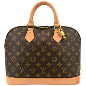 LOUIS VUITTON Alma PM Monogram Canvas Satchel Bag Brown