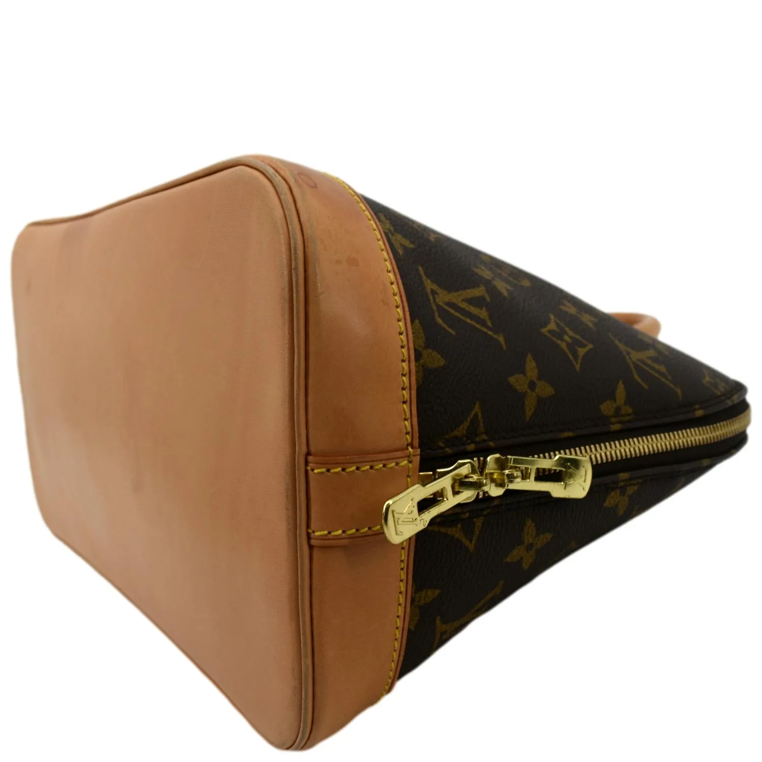 LOUIS VUITTON Alma PM Monogram Canvas Satchel Bag Brown
