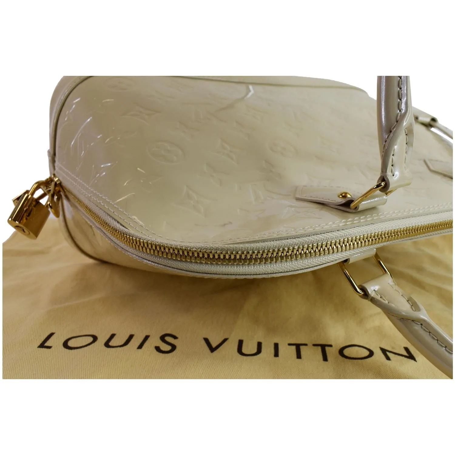 LOUIS VUITTON Alma PM Monogram Vernis Satchel Bag Cream - 20% OFF