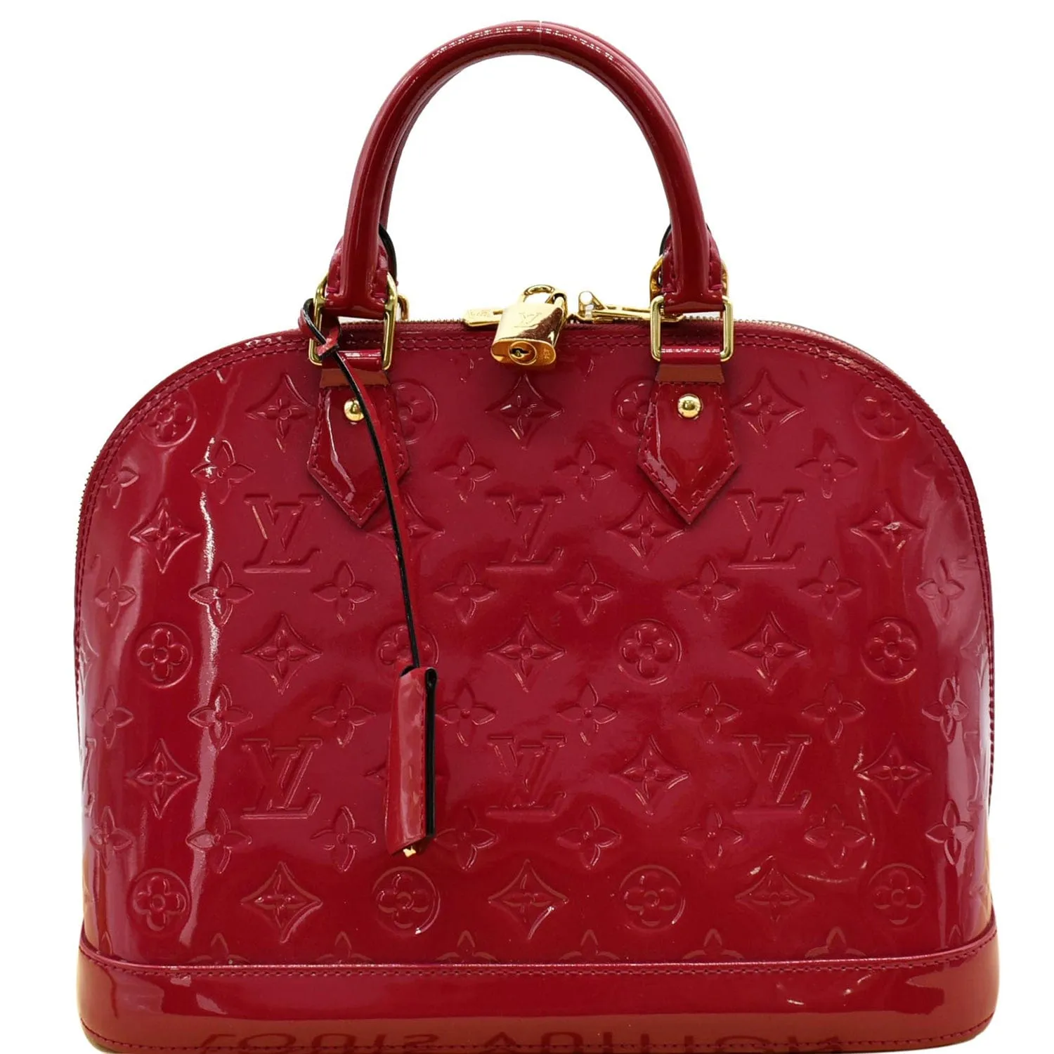 LOUIS VUITTON Alma PM Monogram Vernis Satchel Bag Red