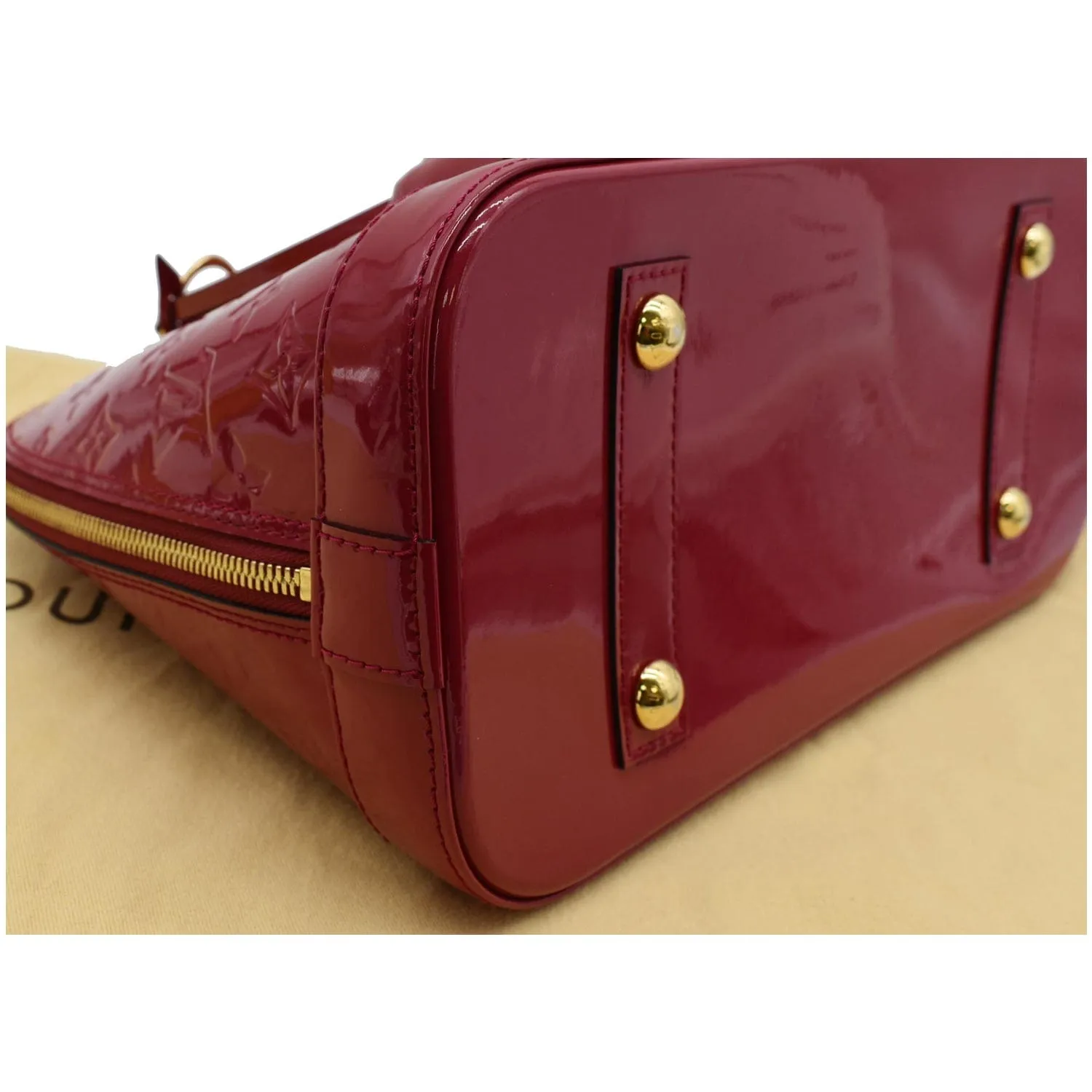 LOUIS VUITTON Alma PM Monogram Vernis Satchel Bag Red