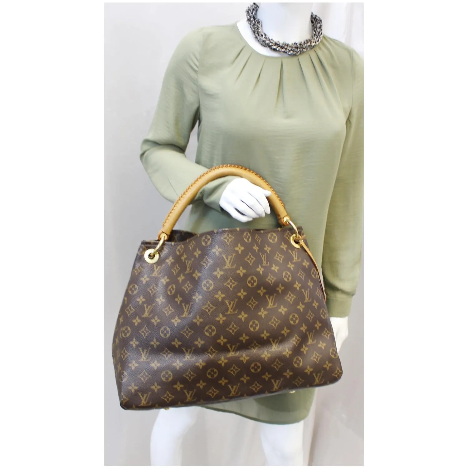 LOUIS VUITTON Artsy MM Monogram Canvas Shoulder Bag Brown