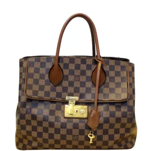 LOUIS VUITTON Ascot Damier Ebene Satchel Bag Brown