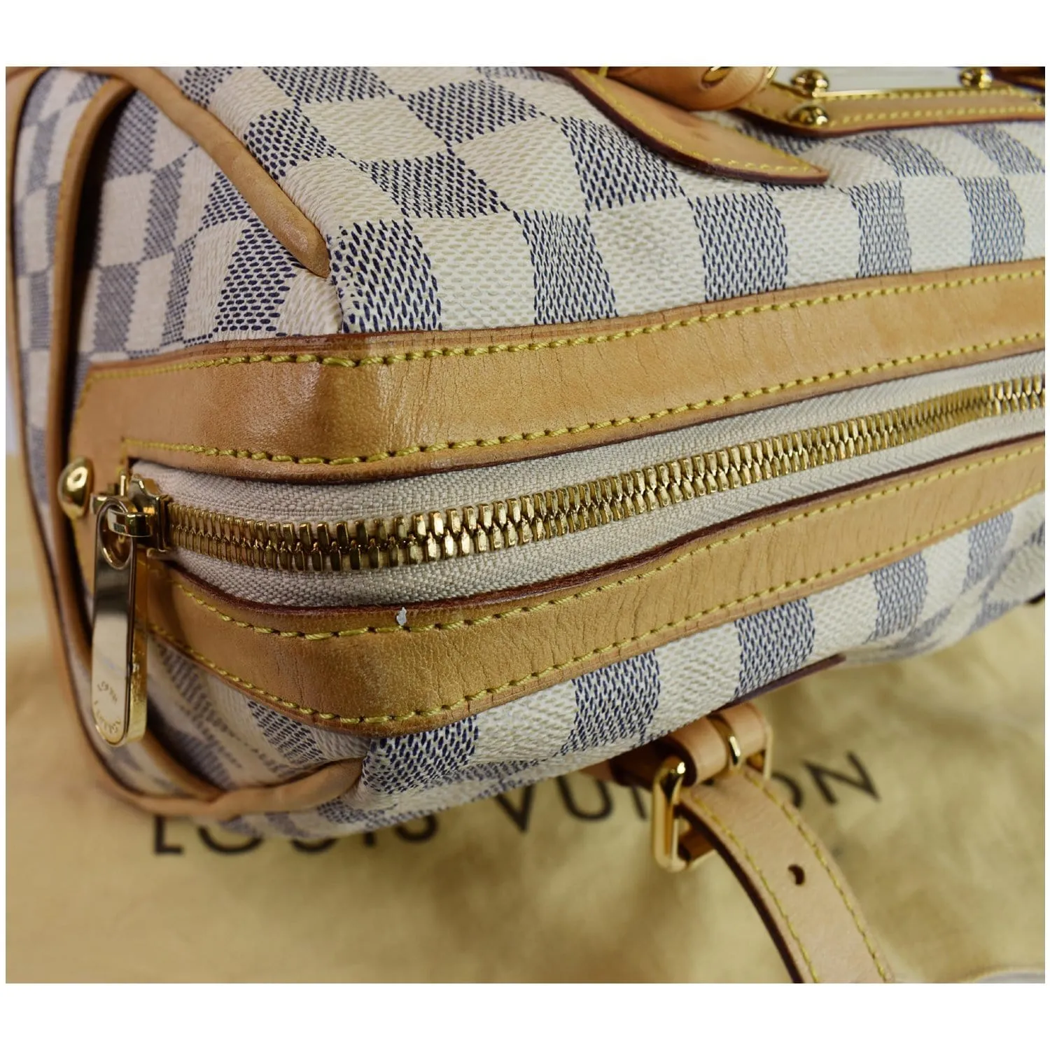 LOUIS VUITTON Berkeley Damier Azur Satchel Bag White