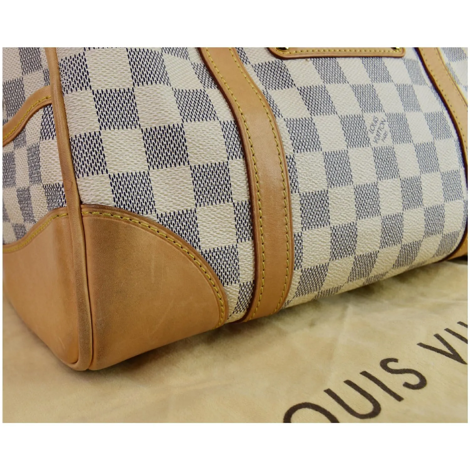 LOUIS VUITTON Berkeley Damier Azur Satchel Bag White