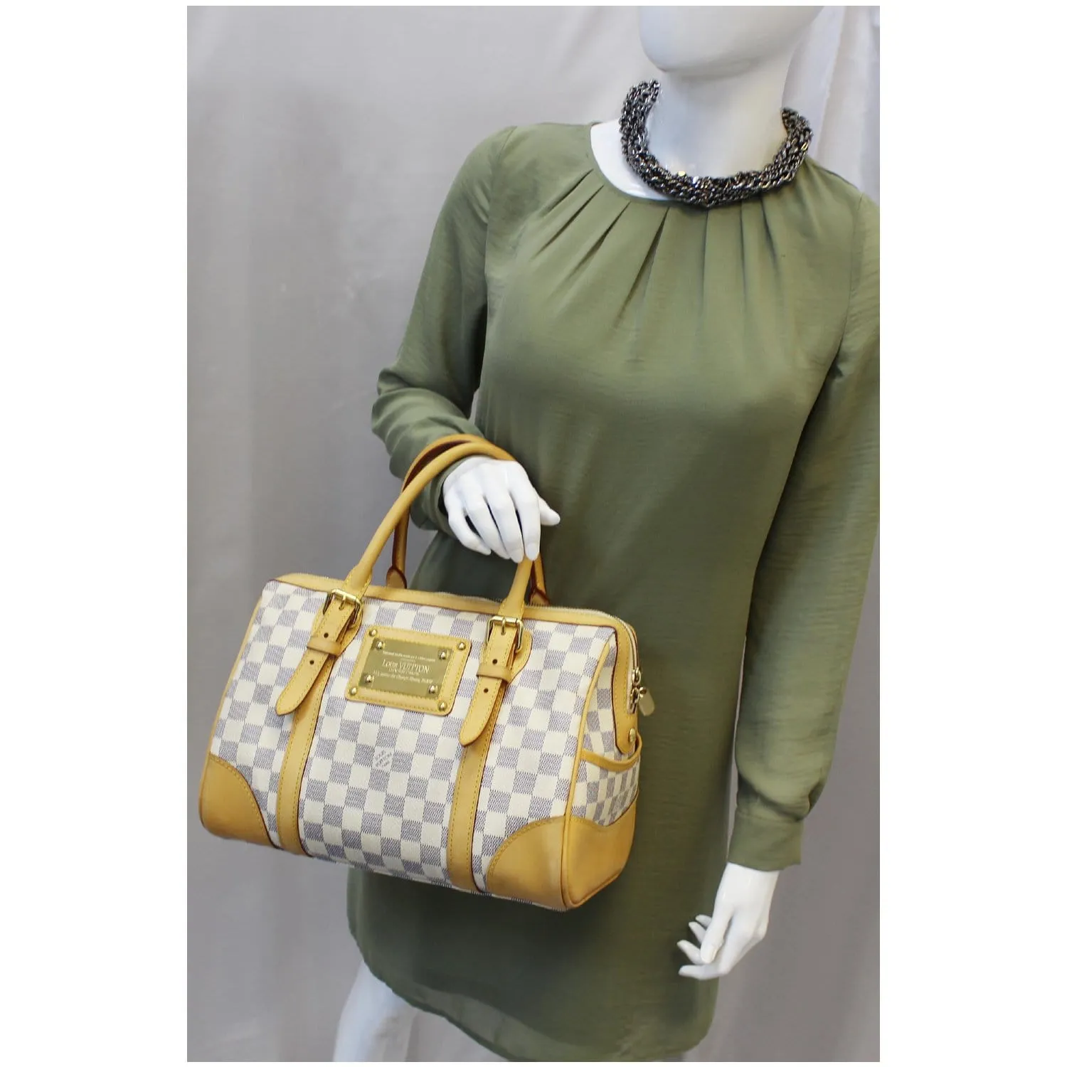 LOUIS VUITTON Berkeley Damier Azur Satchel Handbag White