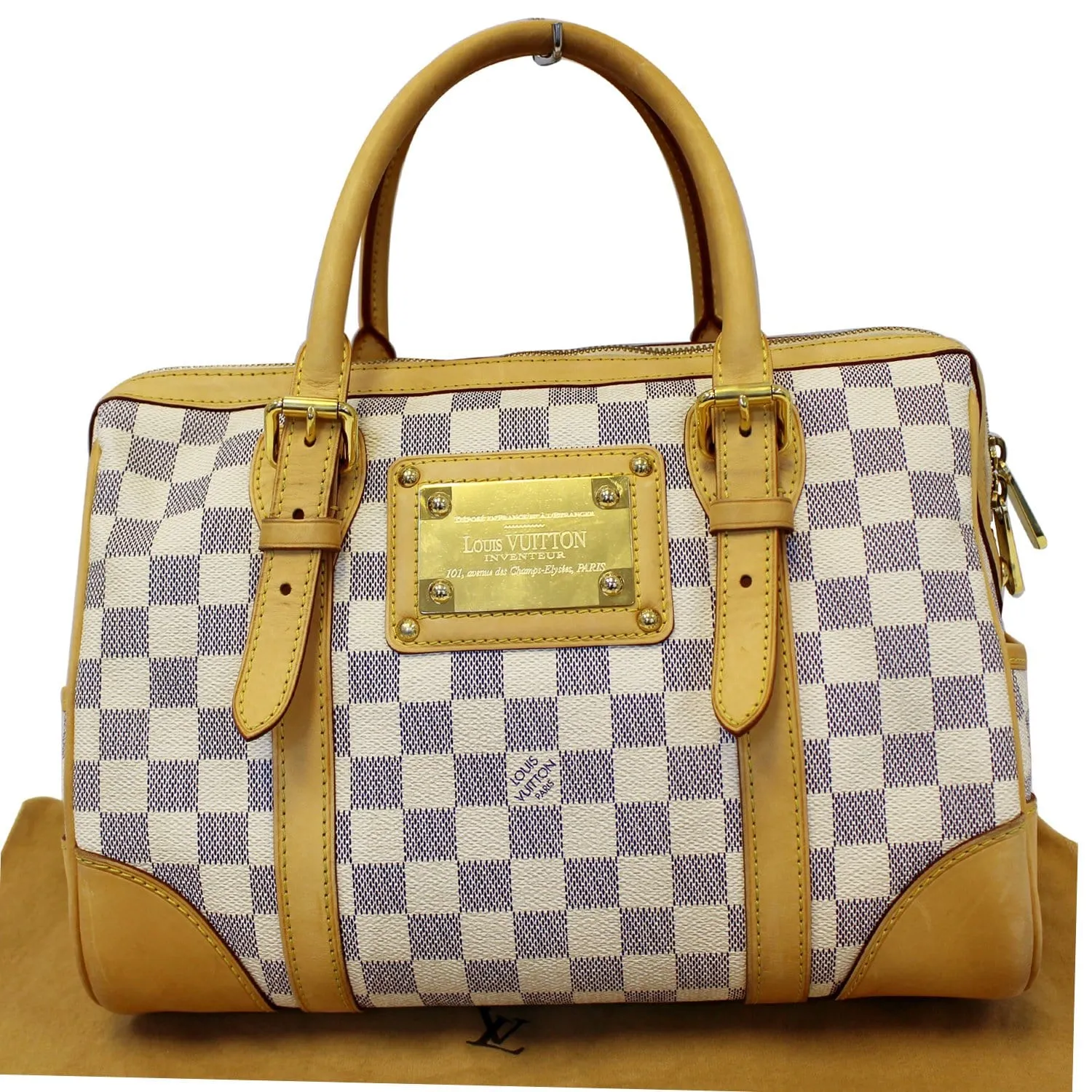 LOUIS VUITTON Berkeley Damier Azur Satchel Handbag White