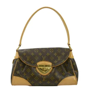 LOUIS VUITTON Beverly MM Monogram Canvas Satchel Bag Brown