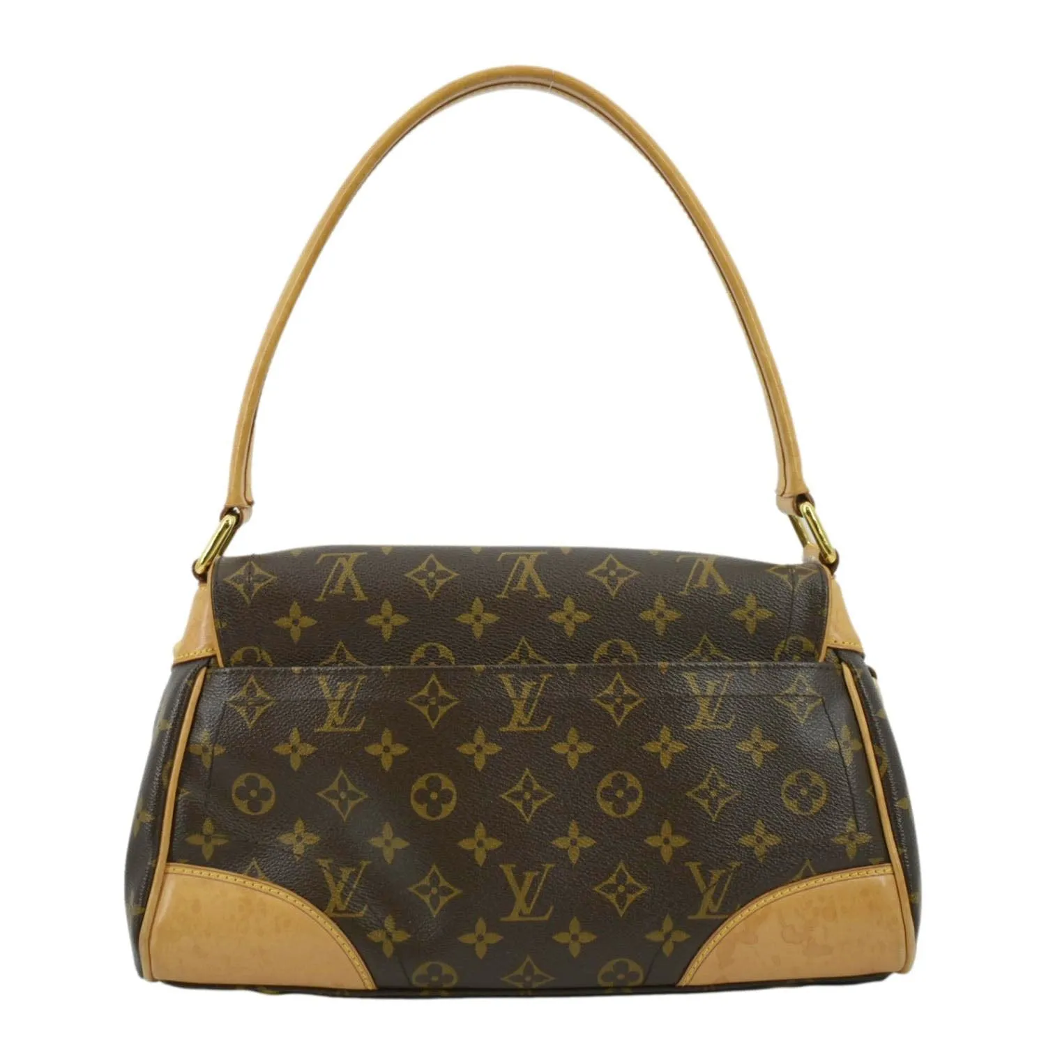 LOUIS VUITTON Beverly MM Monogram Canvas Satchel Bag Brown