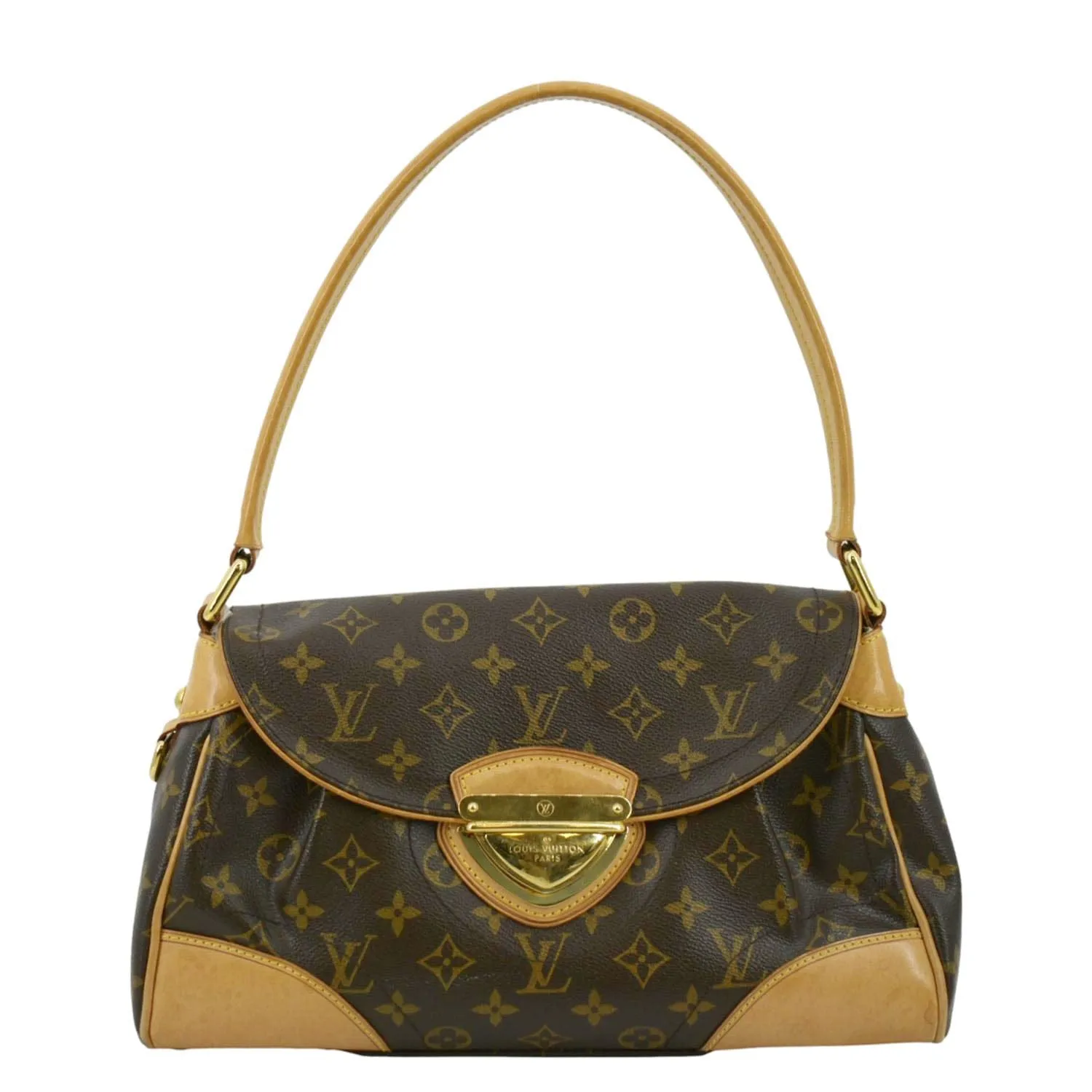 LOUIS VUITTON Beverly MM Monogram Canvas Satchel Bag Brown