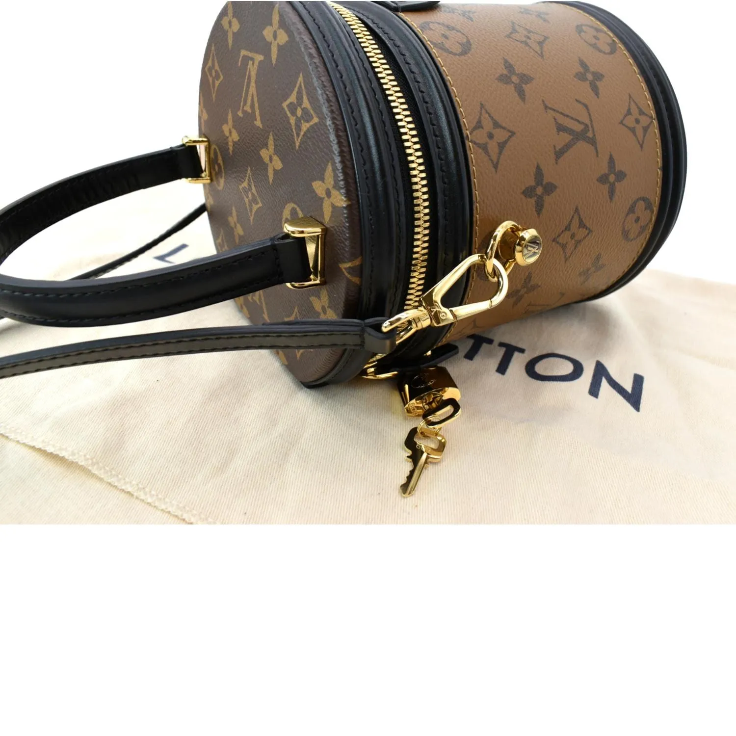 LOUIS VUITTON Cannes Reverse Monogram Canvas Satchel Bag Brown