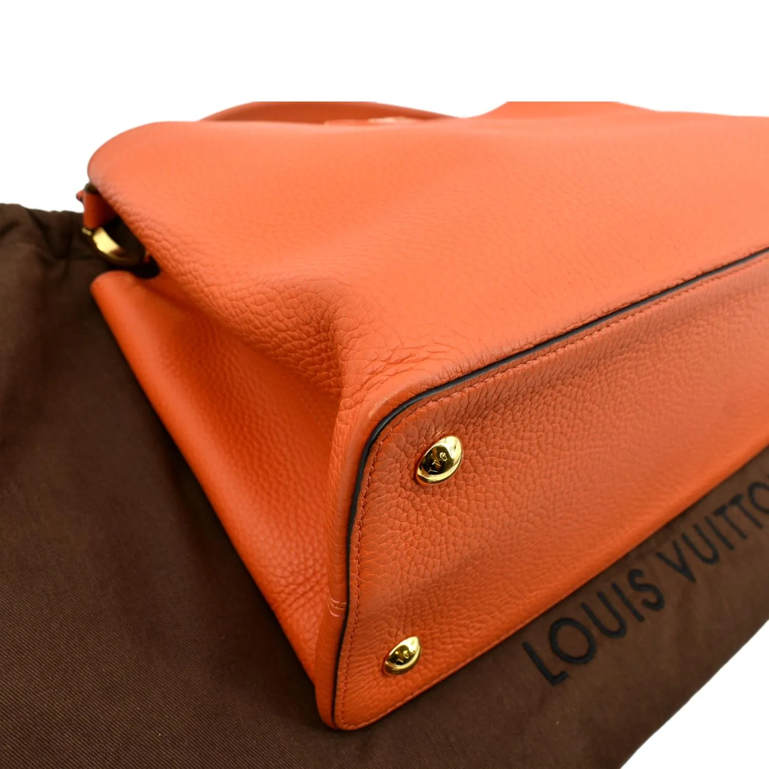 LOUIS VUITTON Capucines MM Taurillon Leather Satchel Bag Orange
