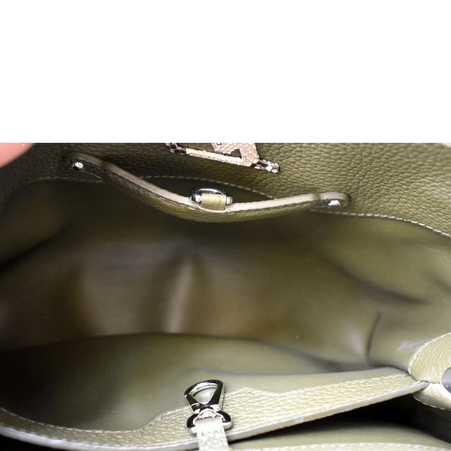 LOUIS VUITTON Capucines MM Taurillon Python Leather Satchel Bag Khaki Green