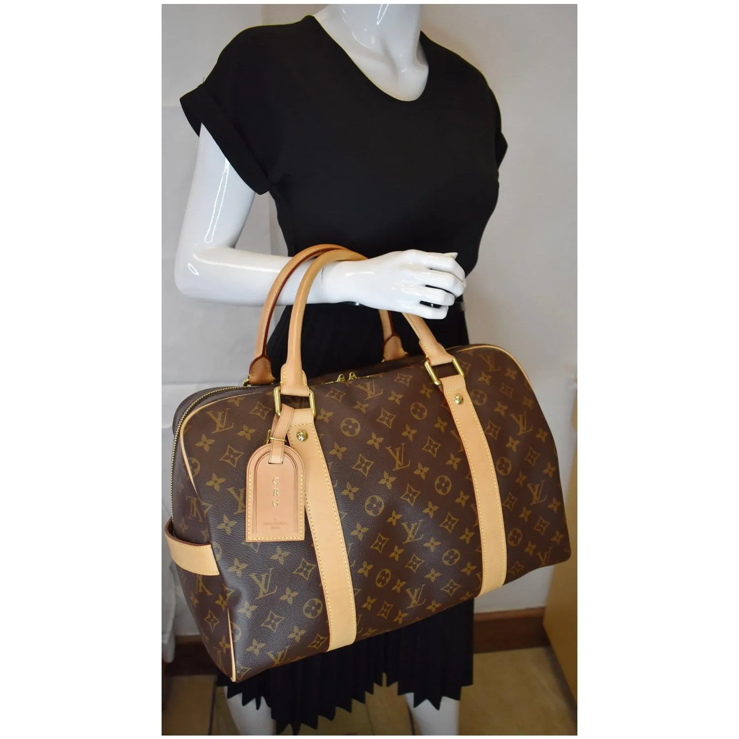 LOUIS VUITTON Carryall Monogram Canvas Satchel Bag Brown