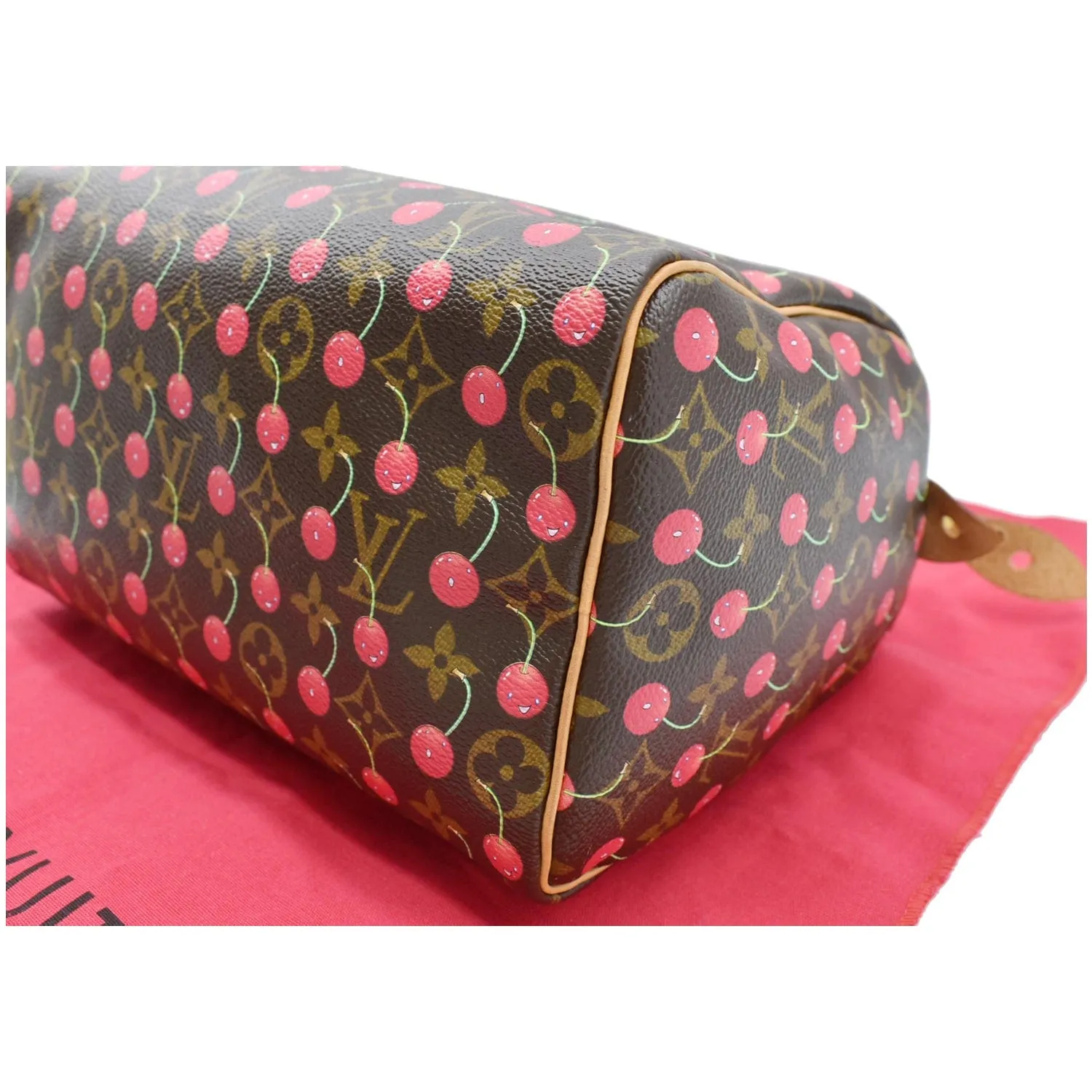 LOUIS VUITTON Cerises Speedy 25 Monogram Canvas Satchel Bag Brown
