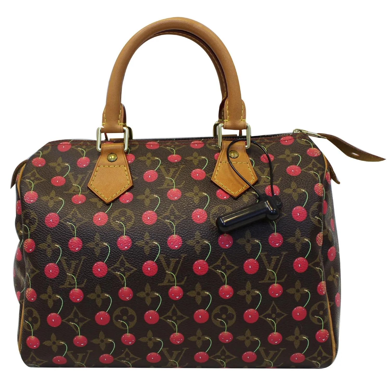 LOUIS VUITTON Cerises Speedy 25 Monogram Canvas Satchel Bag Brown