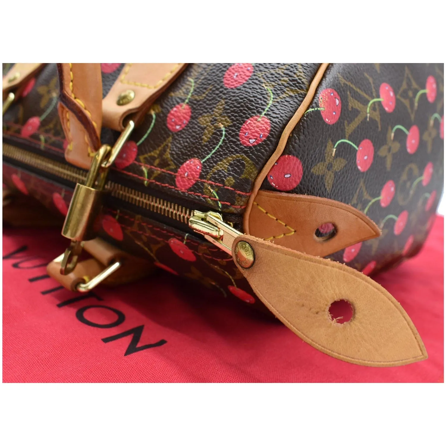 LOUIS VUITTON Cerises Speedy 25 Monogram Canvas Satchel Bag Brown