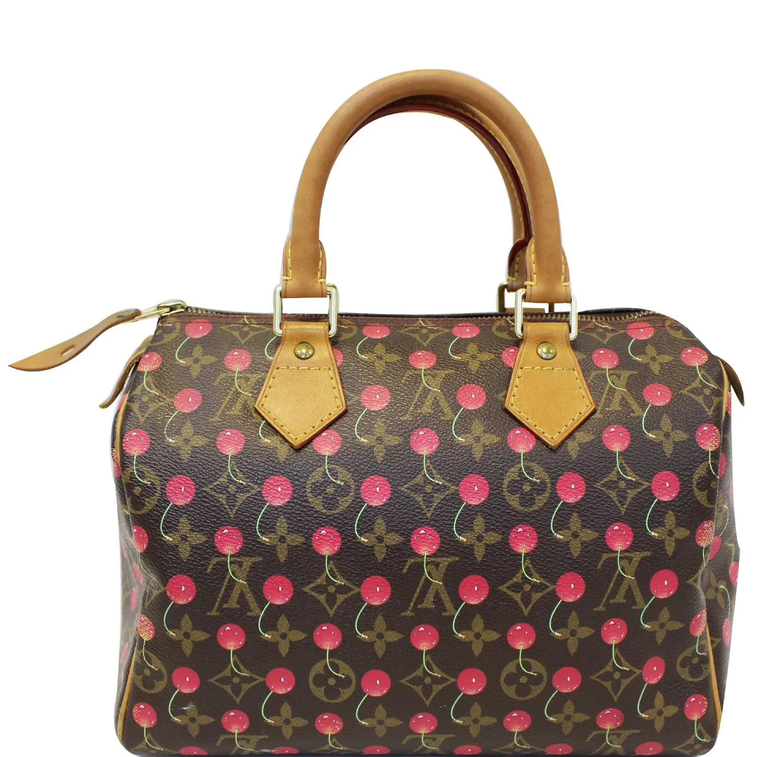 LOUIS VUITTON Cerises Speedy 25 Monogram Canvas Satchel Bag Brown