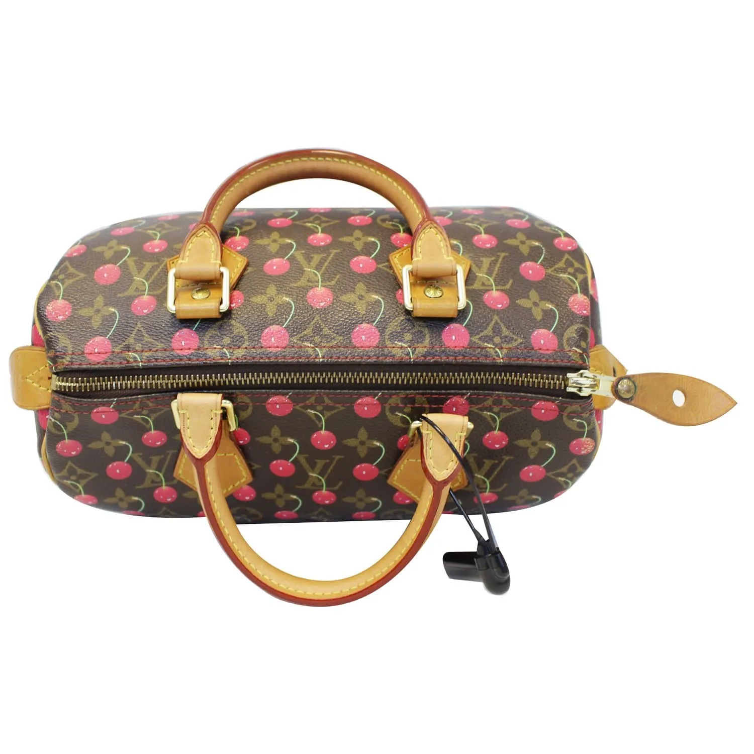 LOUIS VUITTON Cerises Speedy 25 Monogram Canvas Satchel Bag Brown