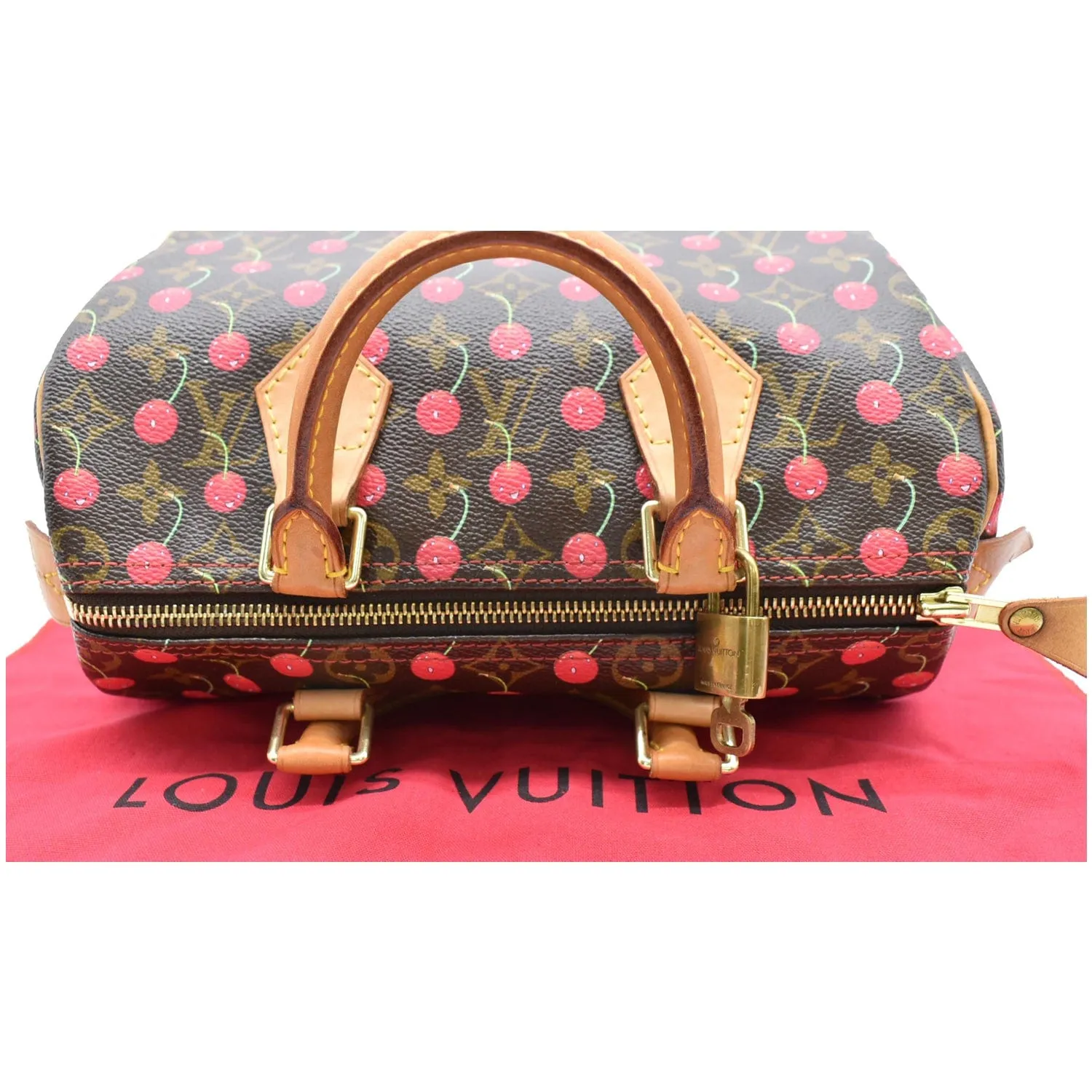 LOUIS VUITTON Cerises Speedy 25 Monogram Canvas Satchel Bag Brown