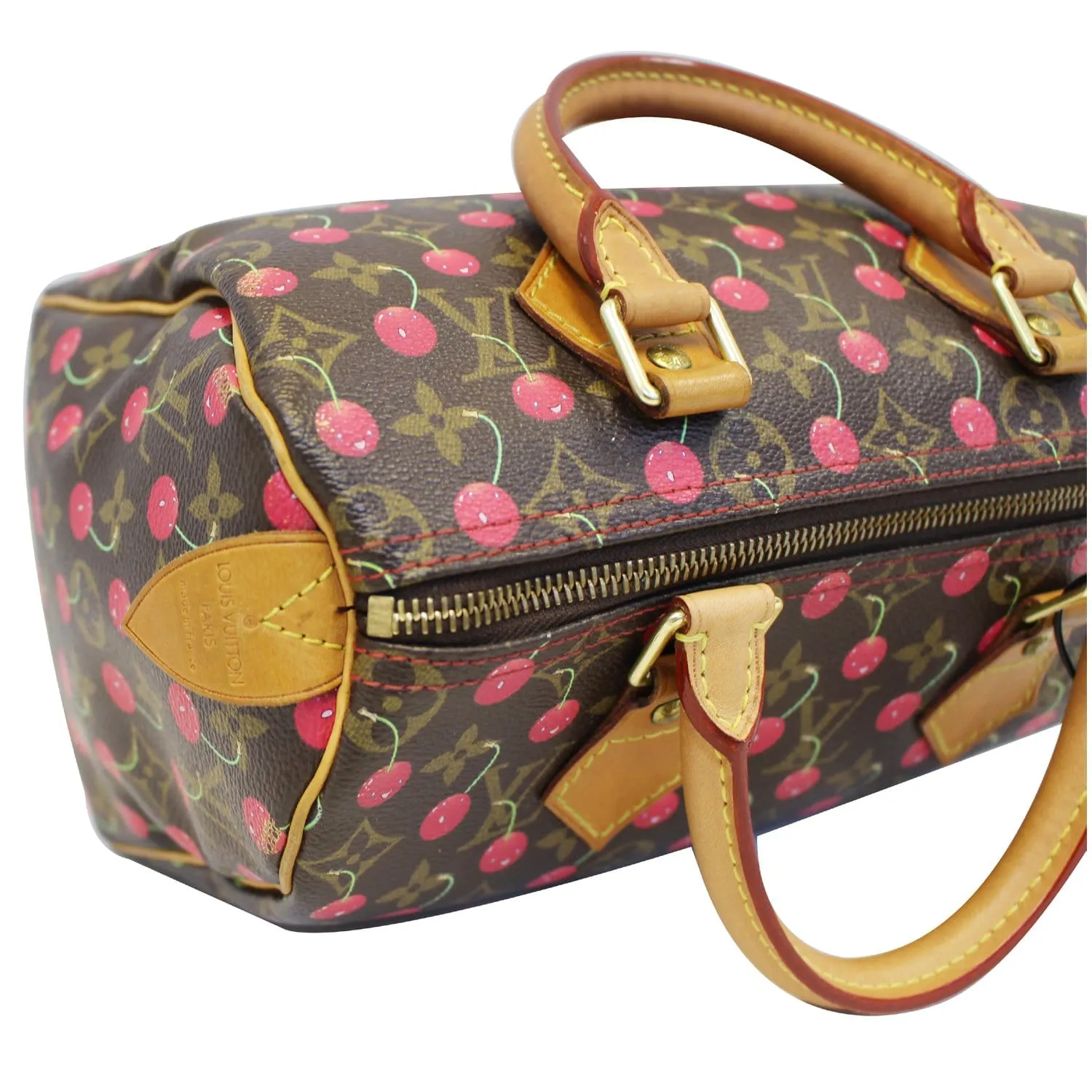 LOUIS VUITTON Cerises Speedy 25 Monogram Canvas Satchel Bag Brown