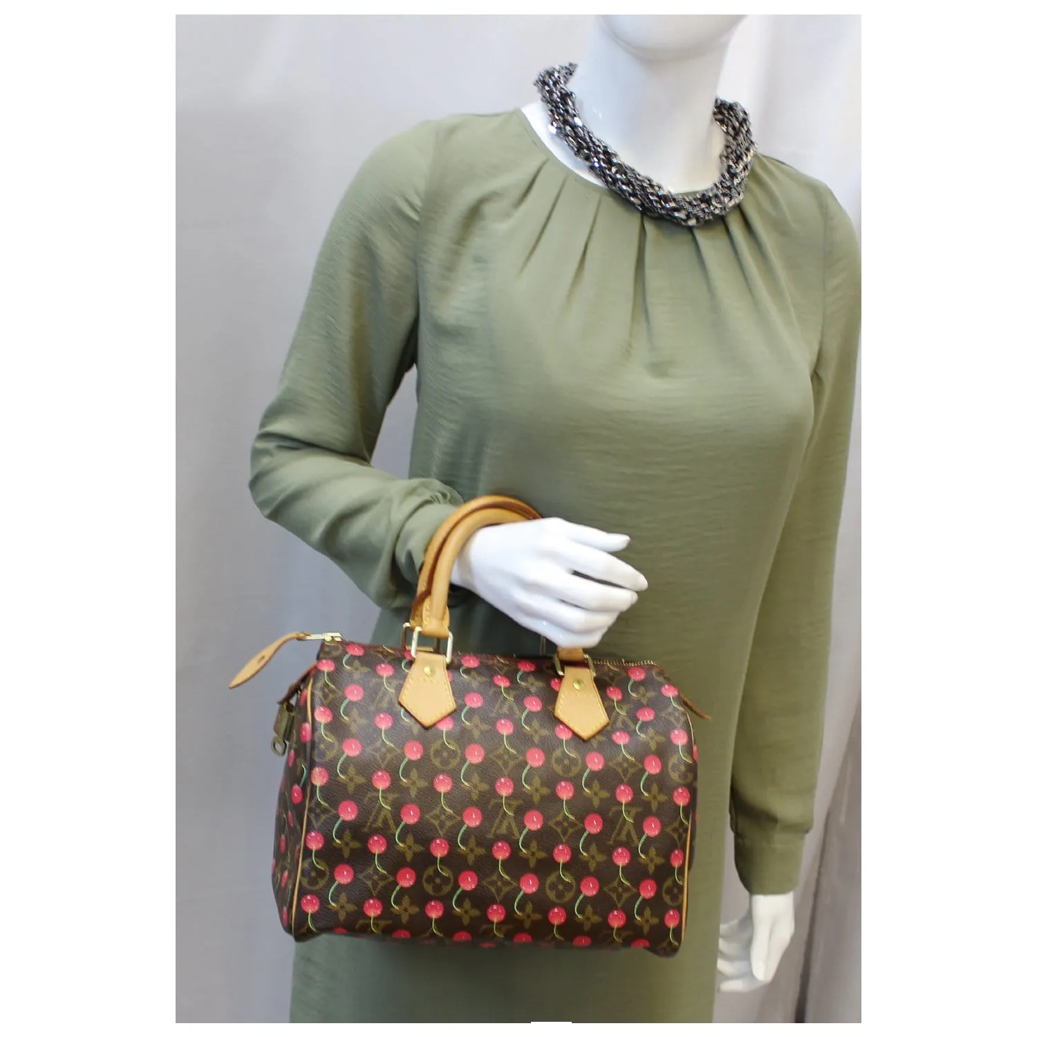 LOUIS VUITTON Cerises Speedy 25 Monogram Canvas Satchel Bag
