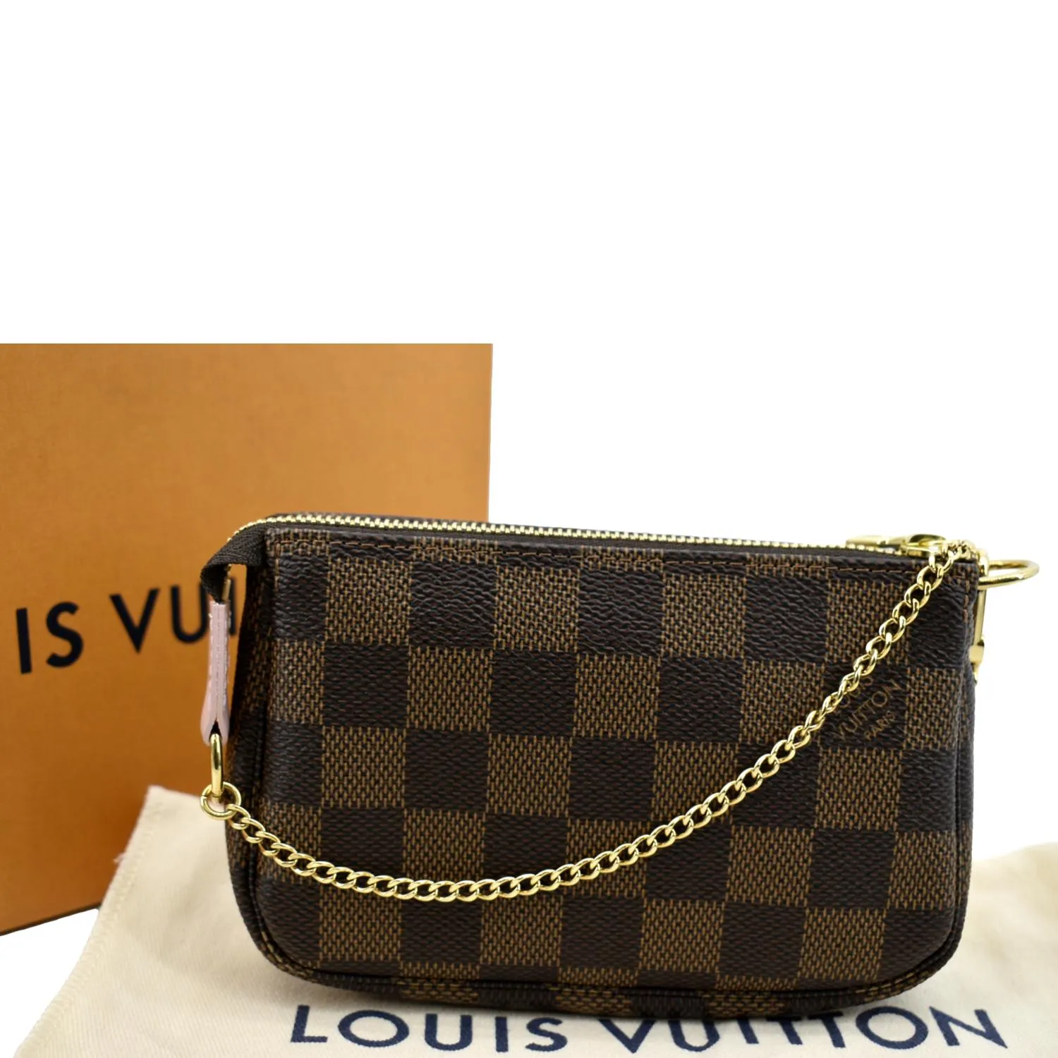 LOUIS VUITTON Christmas Animation Pochette Damier Ebene Accessoires Pouch Rose Ballerine