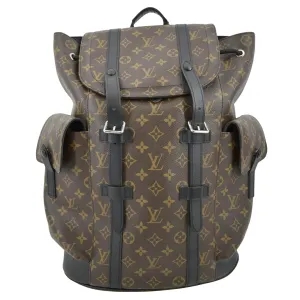 LOUIS VUITTON Christopher Monogram Macassar Canvas Backpack Bag Brown