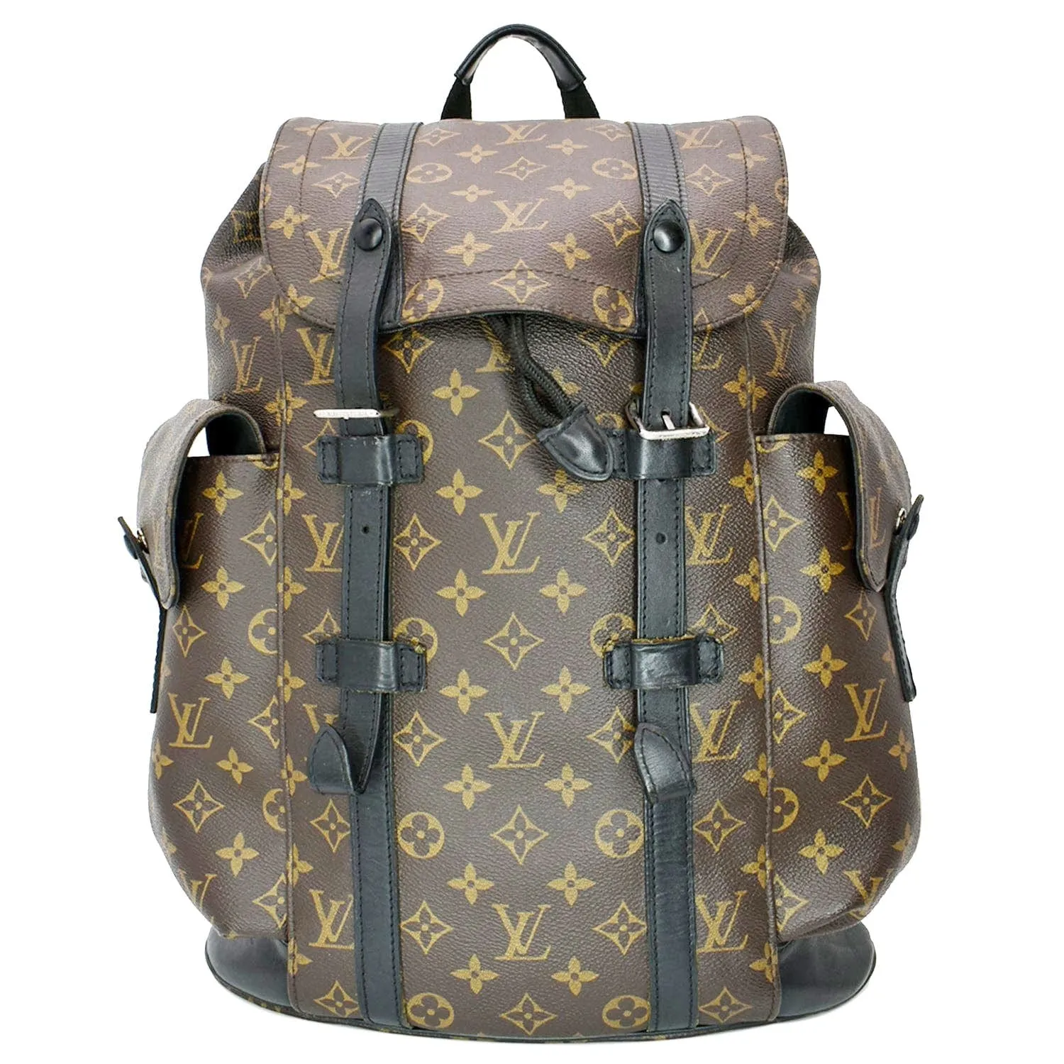 LOUIS VUITTON Christopher Monogram Macassar Canvas Backpack Bag Brown