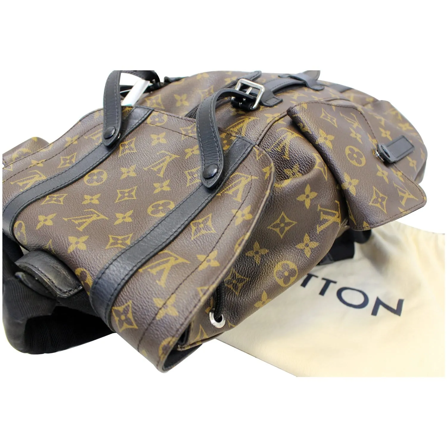 LOUIS VUITTON Christopher PM Monogram Macassar Canvas Backpack Bag
